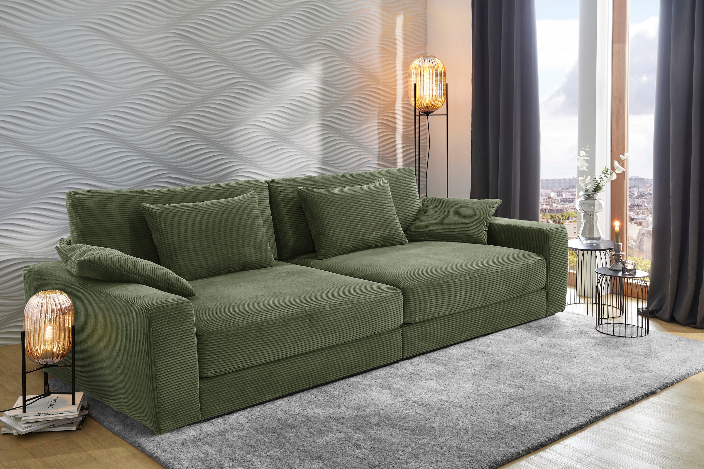 Jockenhöfer Gruppe Big-Sofa »Milano XXL, B: 290 cm« mit Zierkissen, Relaxfläche 120x240 cm, Federkern