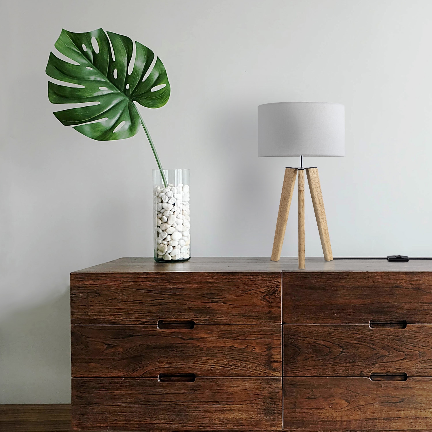 Paco Home Tischleuchte »Canvas uni Color«, 1 flammig, Leuchtmittel E27 | ohne Leuchtmittel, Stehlampe Vintage Fuß LED Lampe Wohnzimmer Skandinavischer Stil E27