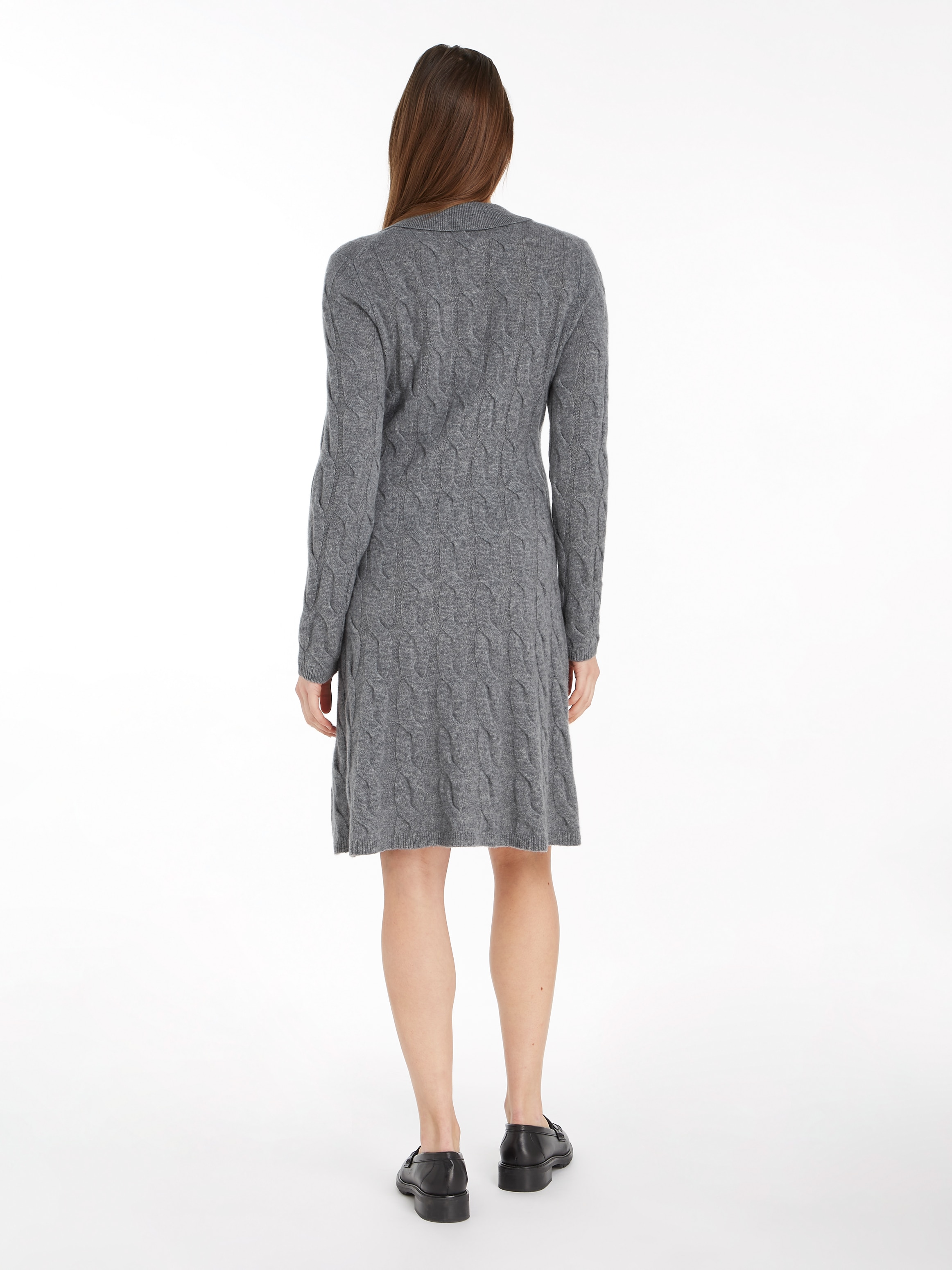 Tommy Hilfiger Strickkleid »SOFT WOOL CABLE POLO SWT DRESS«, mit Zopfmuster, Polokragen