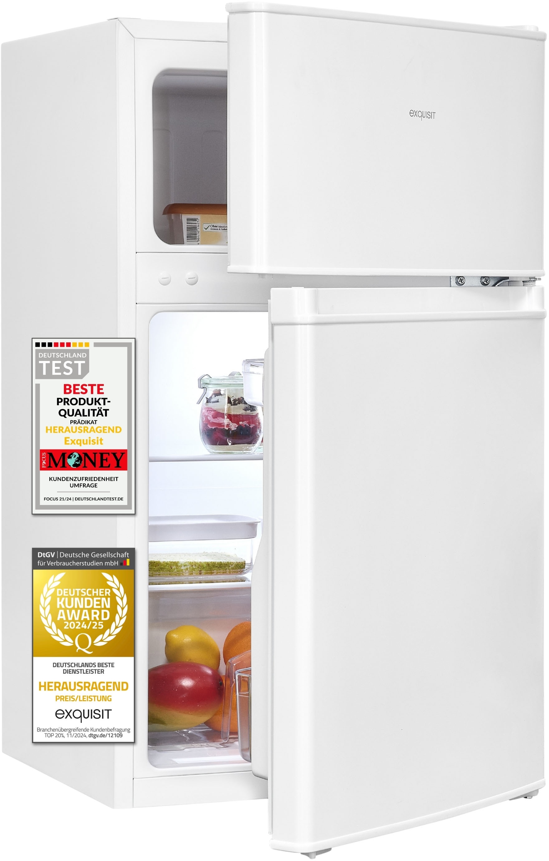 exquisit Kühl-/Gefrierkombination KGC90-30-E-040E weiss »KGC90-30-E-040E weiss« 85 cm hoch 47,5 cm breit