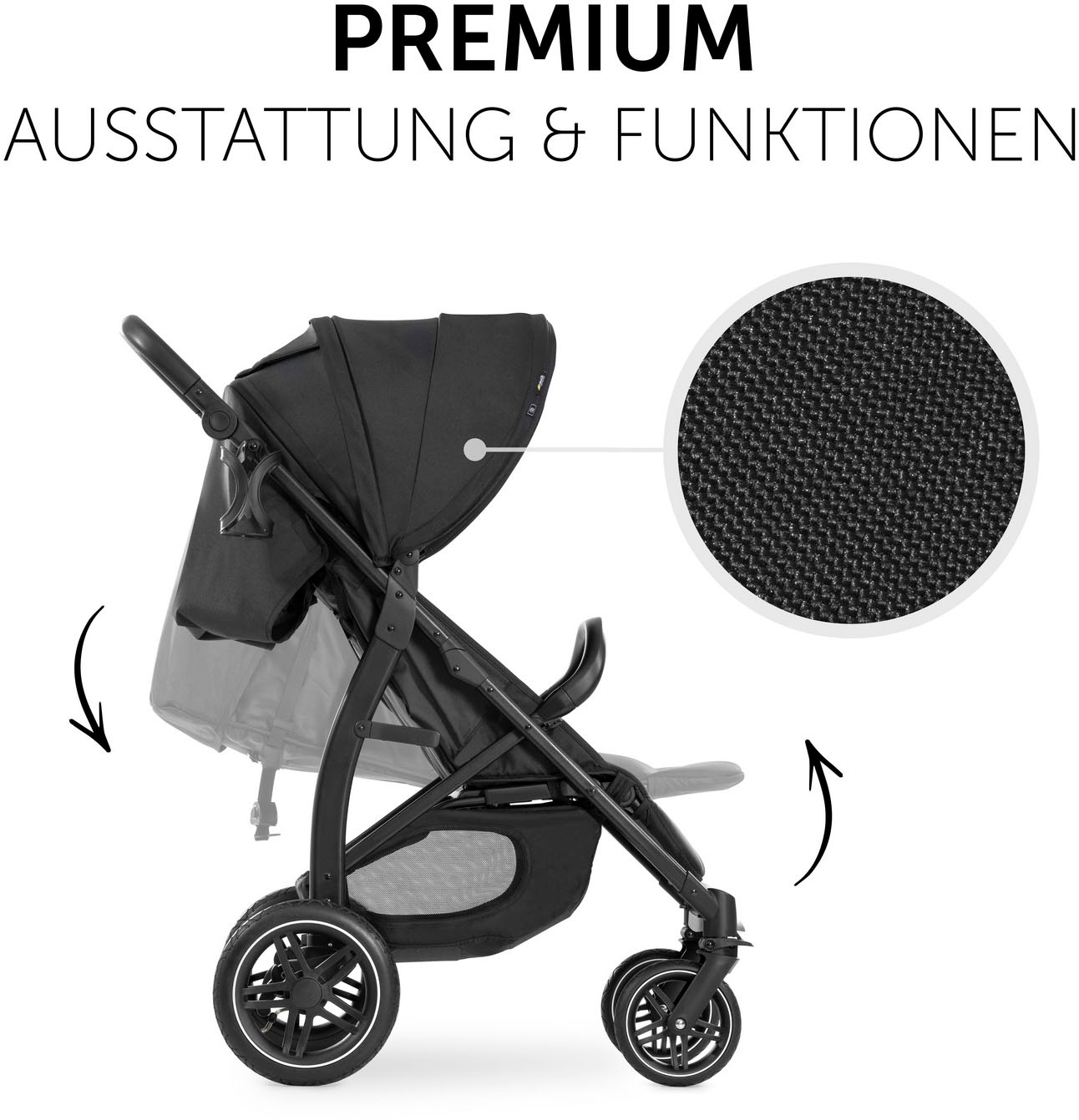 Hauck Kinder-Buggy »Rapid 4D Air, black«, mit verlängerbarem 3-Zonen Verdeck