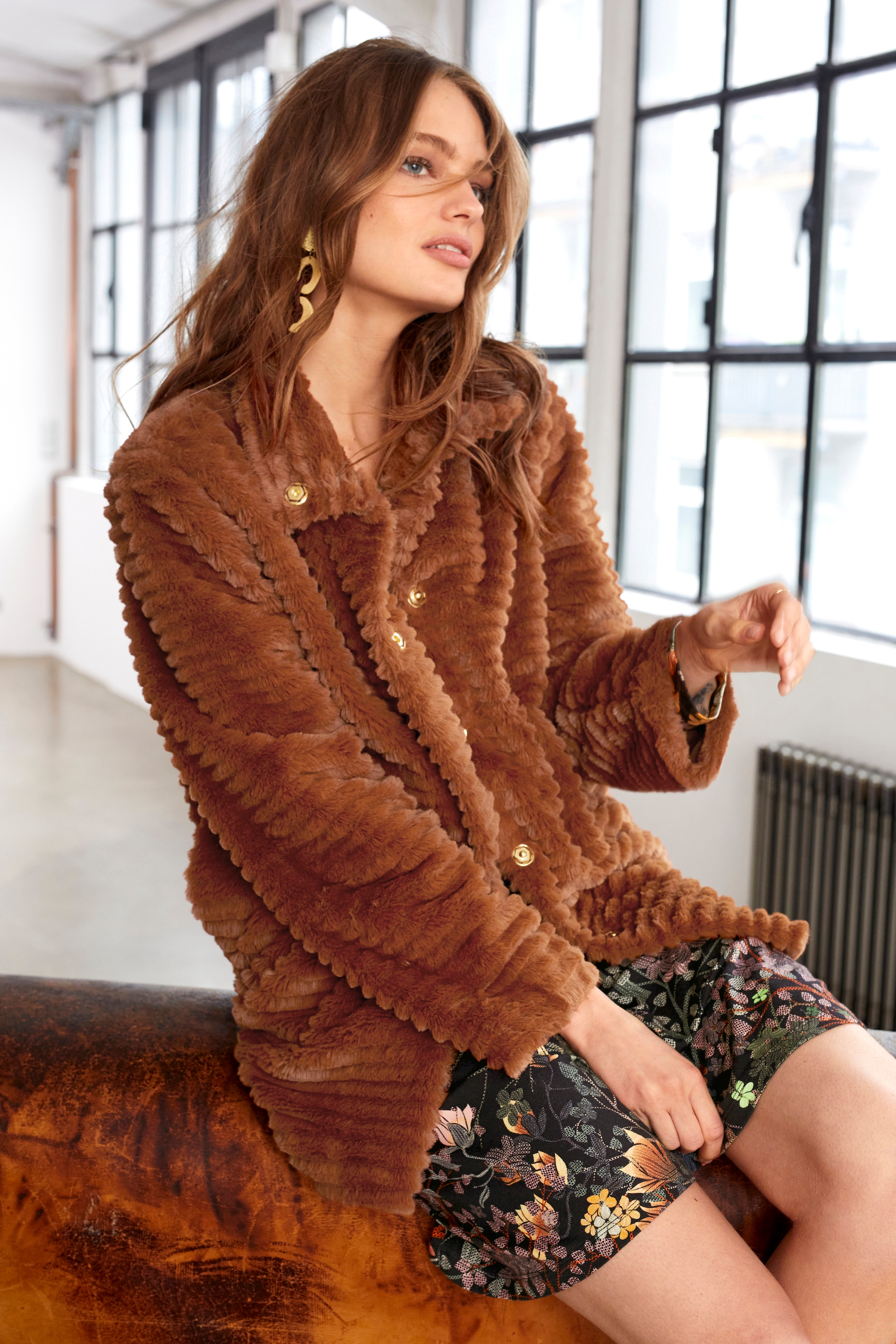 Aniston CASUAL uni Online oder Jerseykleid, Blumendruck OTTO mit Schwarz Shop in im kaufen