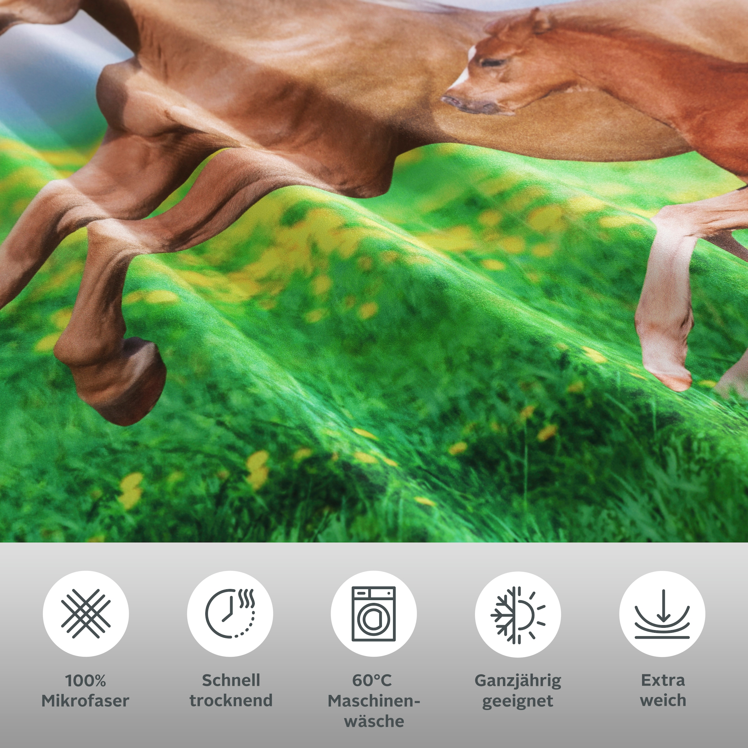 my home Bettwäsche »Lyki« 2 tlg. ab Größe 135x200 cm, 100% Polyester, Katze, Pferd, Löwe, Pinguin