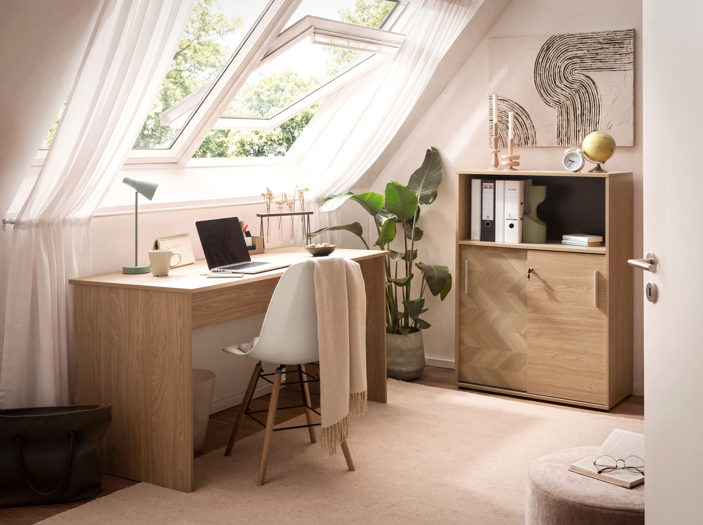 Schildmeyer Schiebetürenschrank »AREZZO, Aktenschrank abschließbar, Höe 150 cm, MADE IN GERMANY« 1 Stk. tlg. Linke Tür in Fischgräten Dekor, MADE IN GERMANY