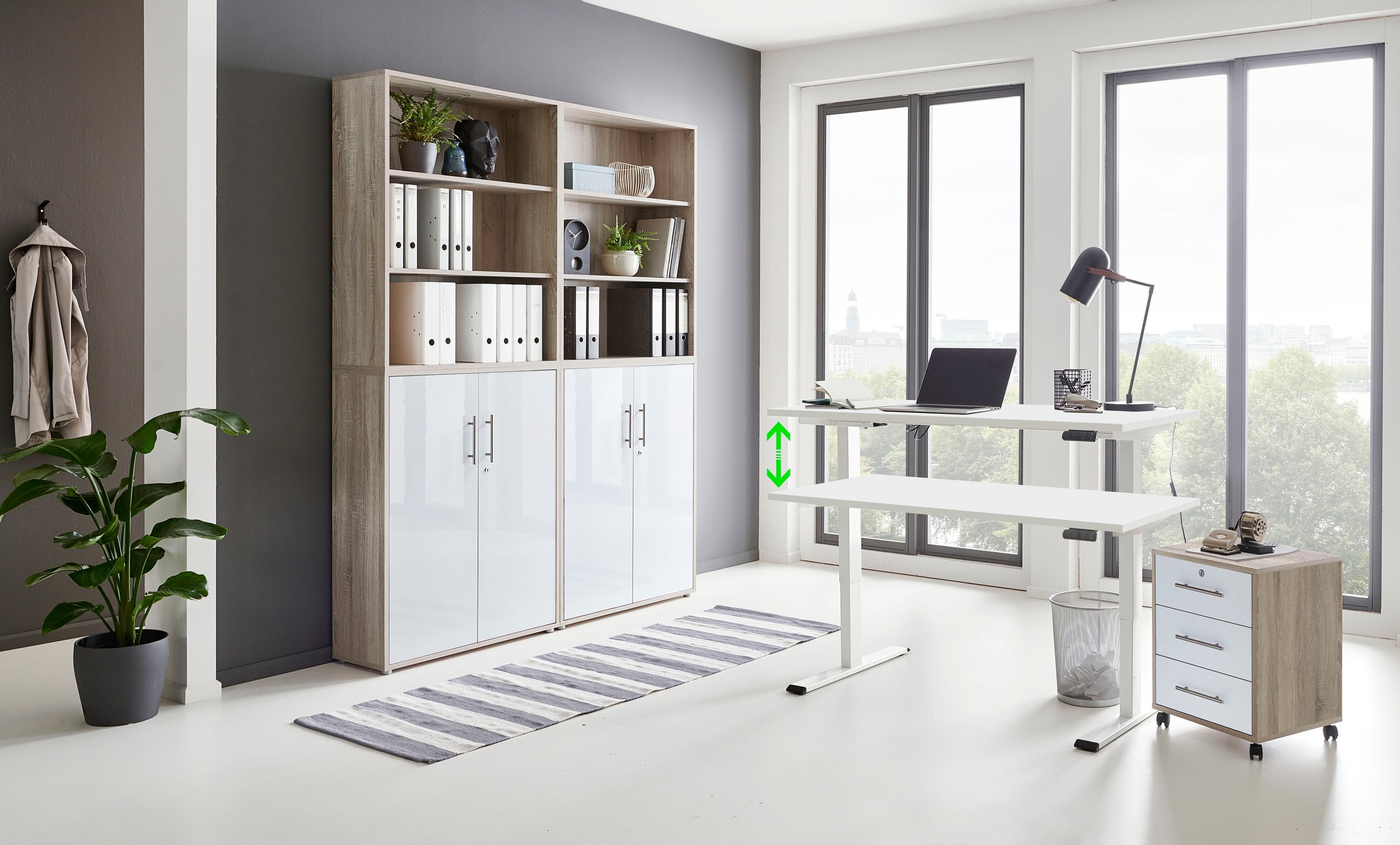BMG Möbel Büromöbel-Set »Tabor«, (Set, 6 tlg.), mit elektrisch höhenverstellbarem Schreibtisch