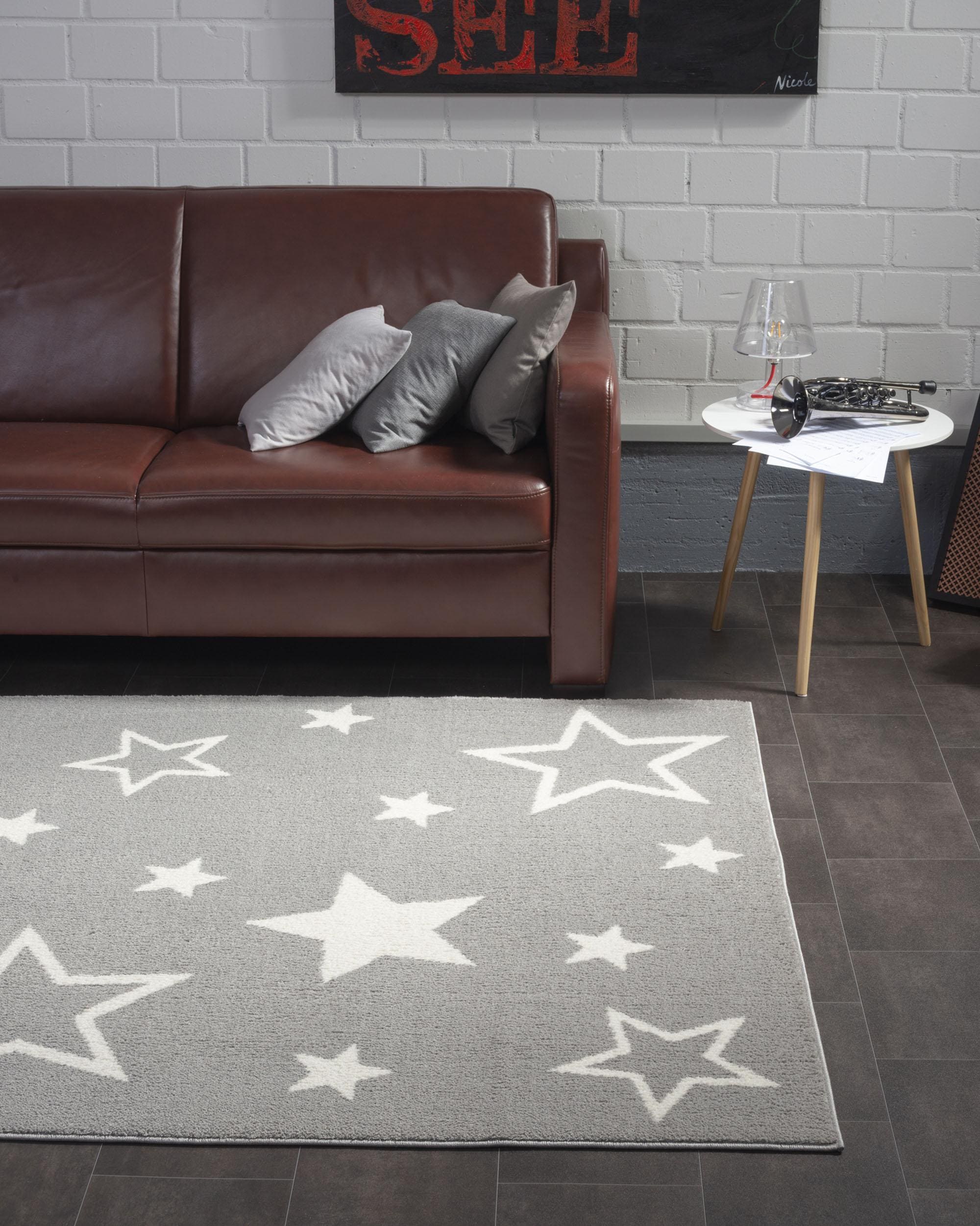 OCI DIE TEPPICHMARKE Teppich »Kiddy Star«, rechteckig, 11 mm Höhe, Sterne, Kurzflor