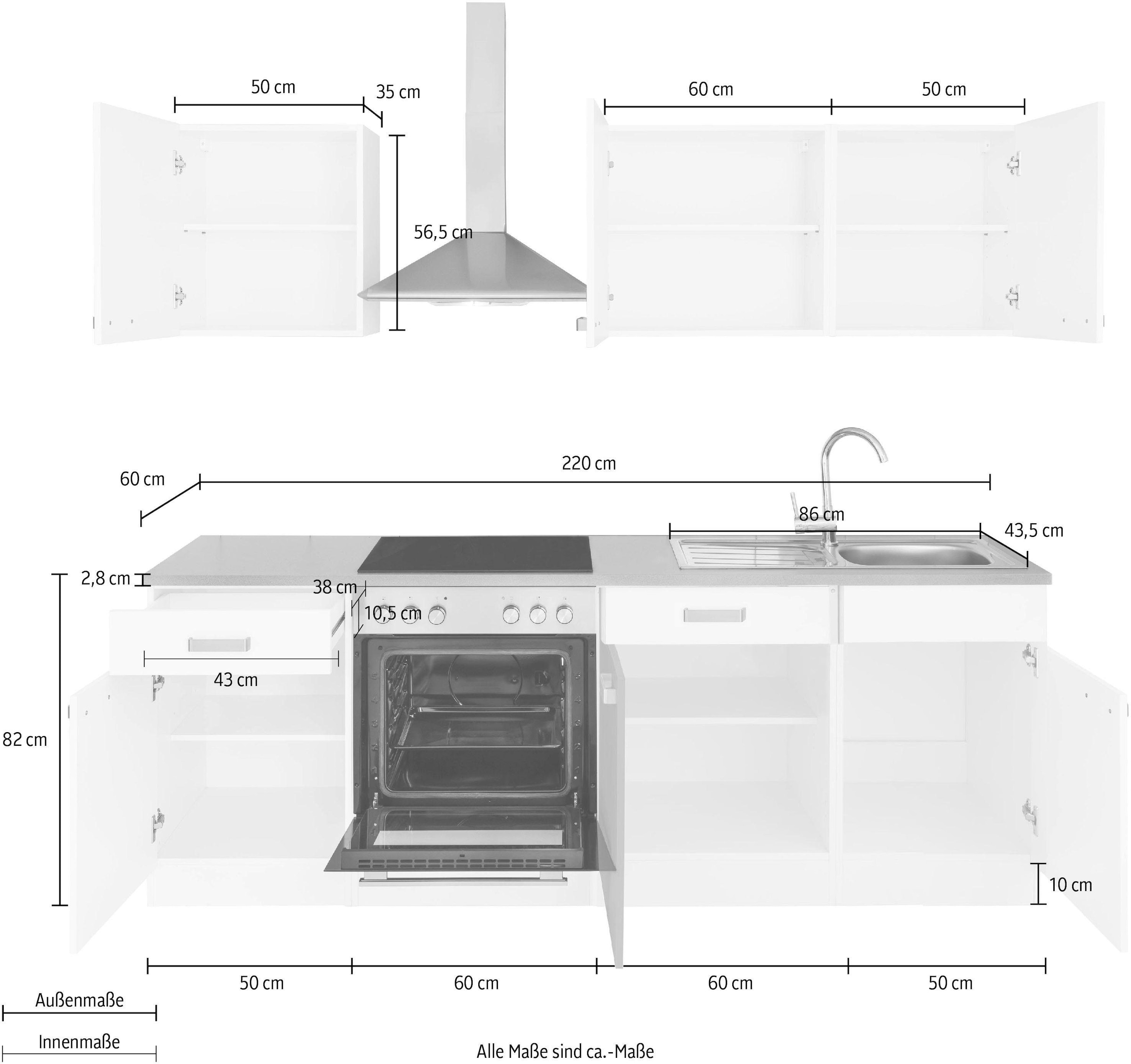wiho Küchen Küchenzeile »Husum«, ohne E-Geräte, Breite 220 cm bestellen  online bei OTTO