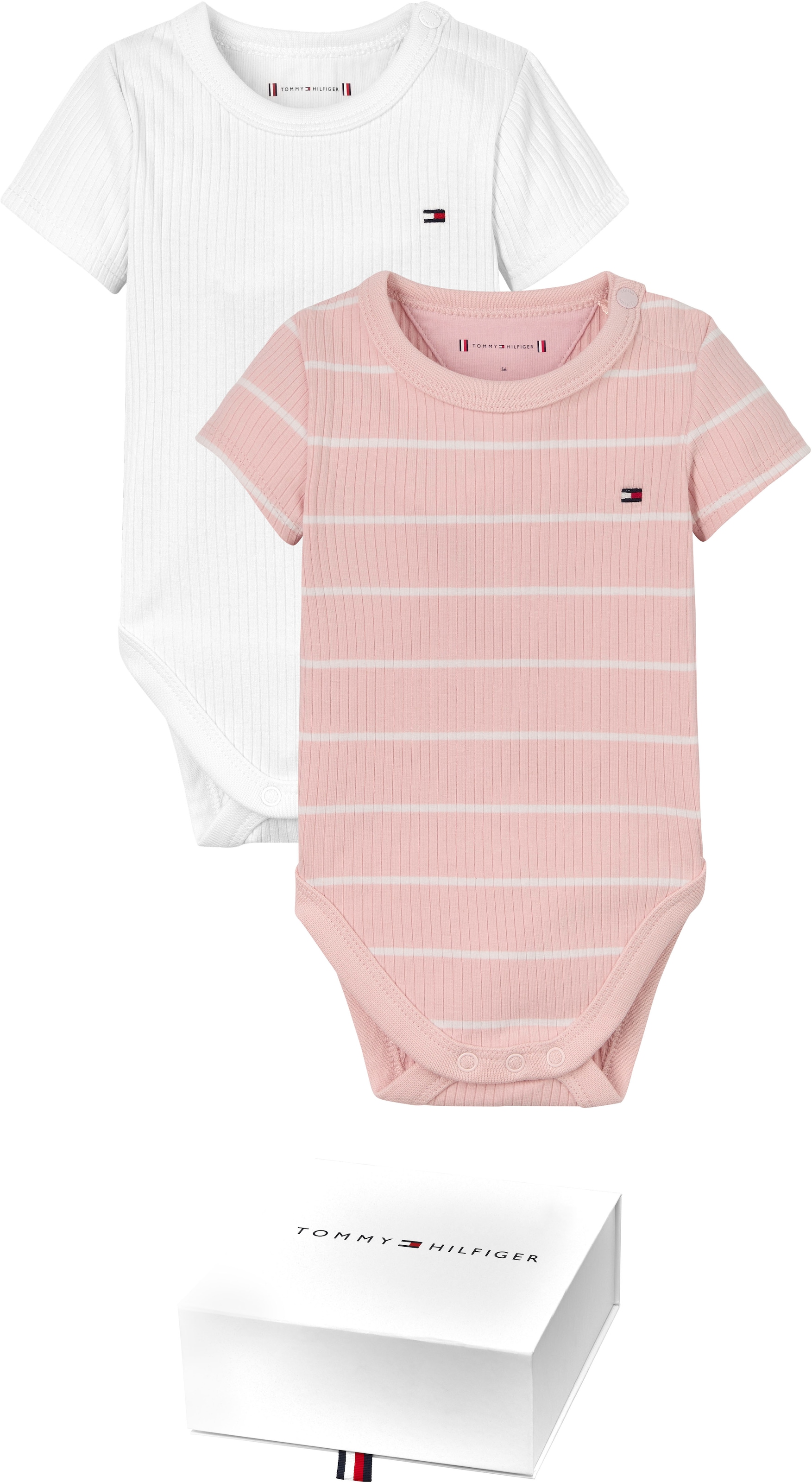 Tommy Hilfiger Kurzarmbody »BABY RIB BODY 2 PACK GIFTBOX«, (Packung, 2 tlg., 2er-Pack), Baby bis 2 Jahre