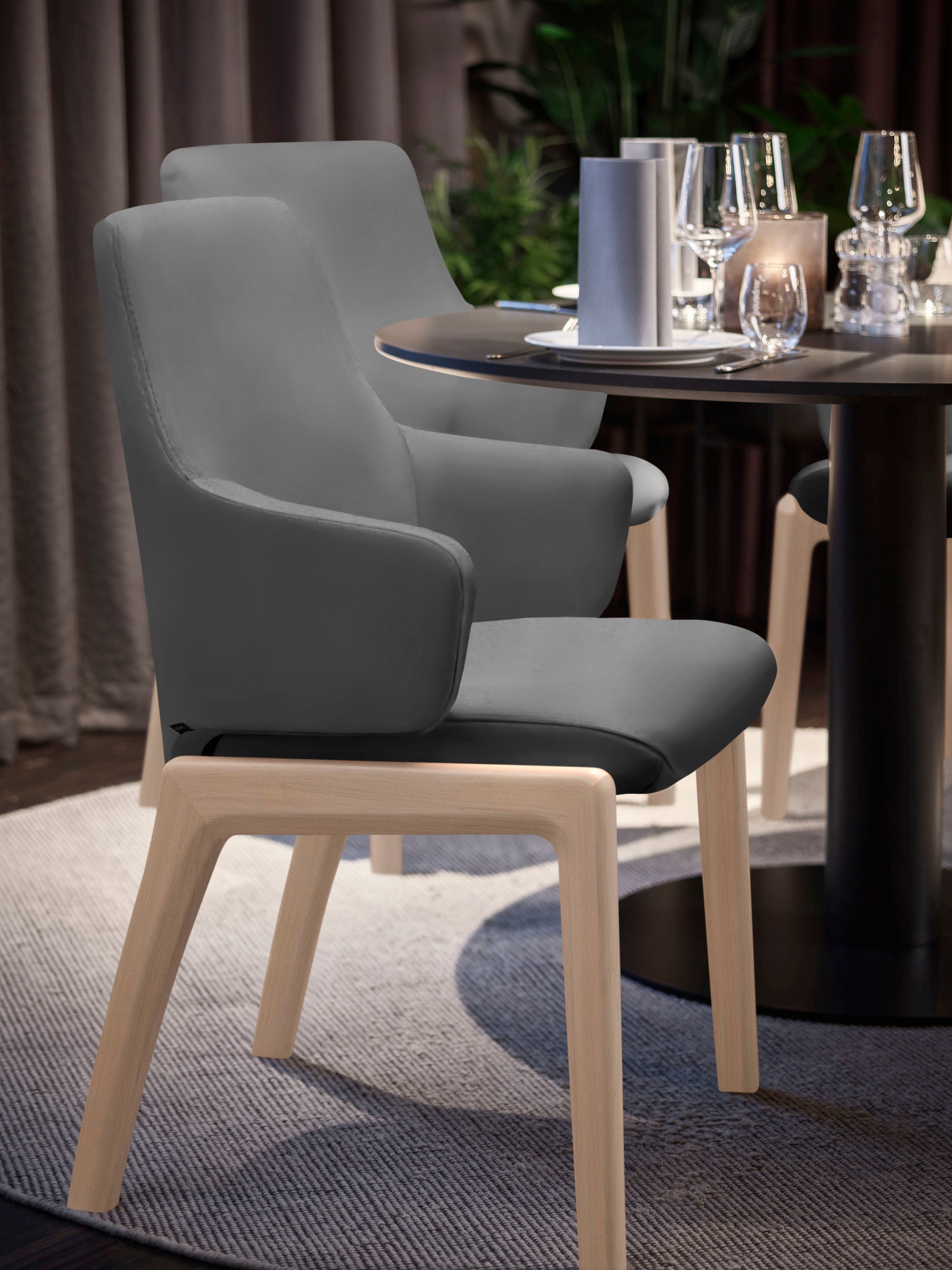 Stressless® Polsterstuhl »Laurel«, Leder BATICK, Low Back mit Armlehne, Größe L, abgerundete Beine in Eiche gekalkt