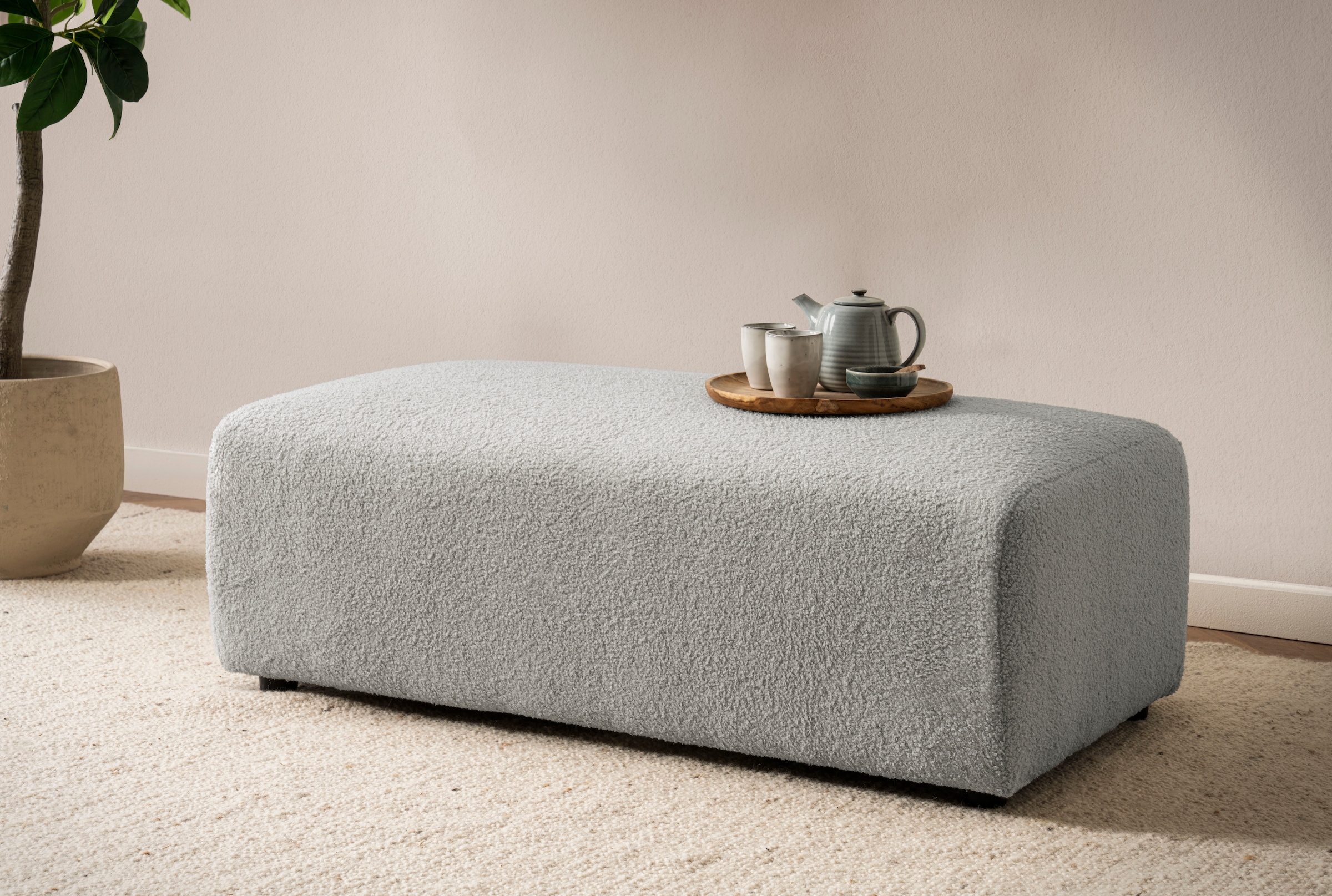 andas Hocker »BAKELS, Polsterhocker in Cord oder Boucle-Stoff« zur Serie BAKELS, Hocker stellbar zum Schlafsofa (Krokodilverbinder)