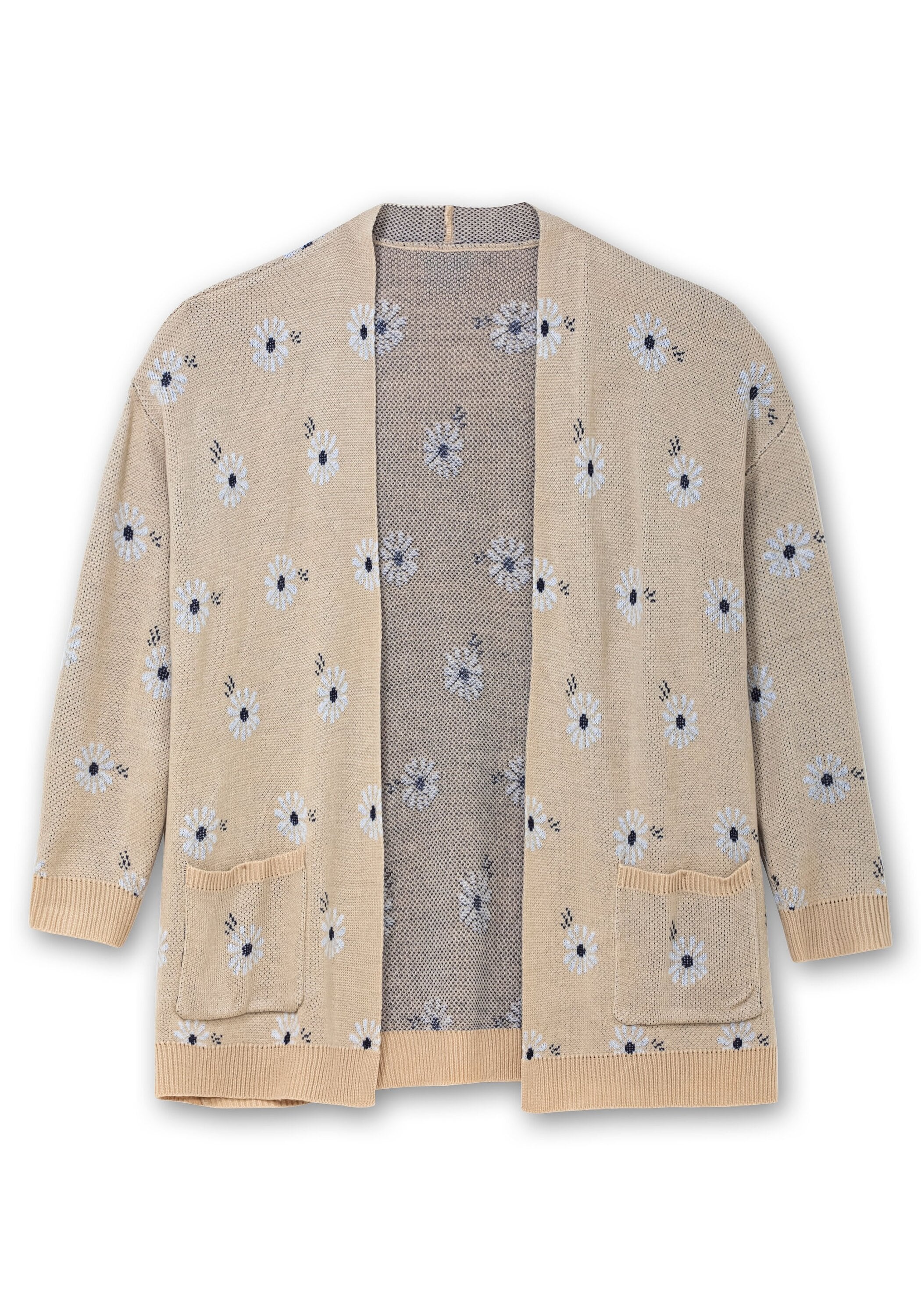 Sheego Strickjacke »Cardigan mit Blüten-Jacquardmuster«