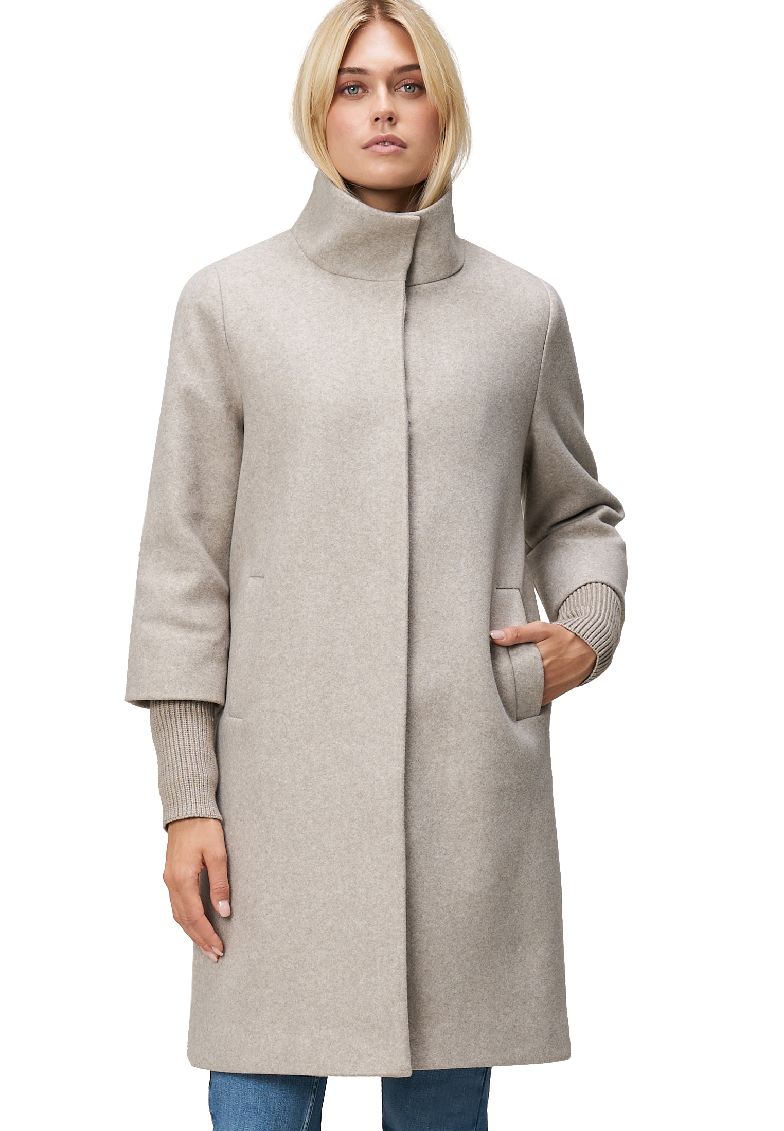 Zero Wollmantel »Mantel Wolloptik mit Stehkragen«