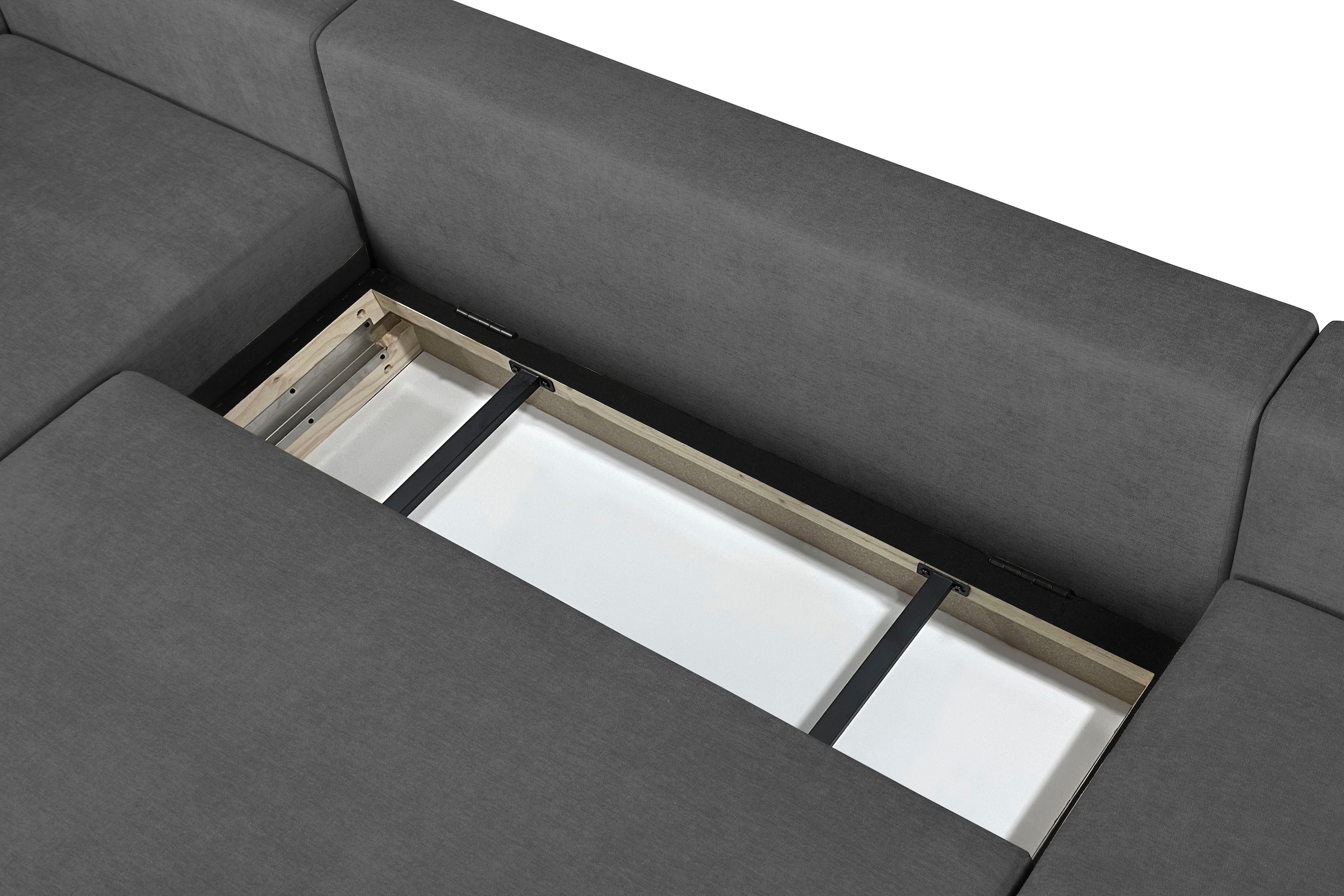 OTTO home Wohnlandschaft »JONAA Feinstruktur, U-Form, 311 cm. -OTTO. Verlässliche Qualität« Tonnentaschen-Federkern, Bettkasten, Schlafsofa (133/270)