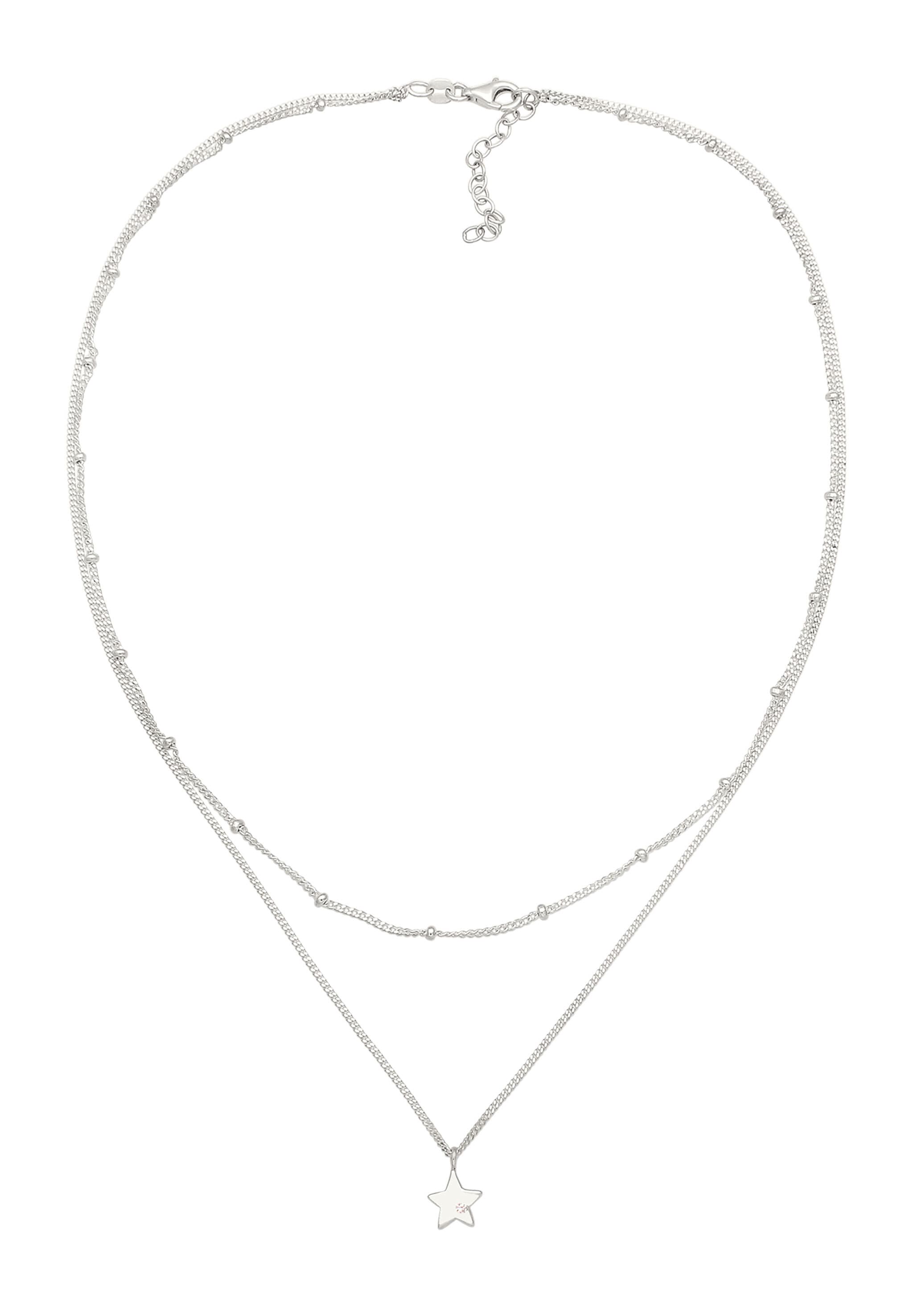 Elli Silberkette »Halskette Layer Stern Zirkonia Weiß 925 Sterling Silver«
