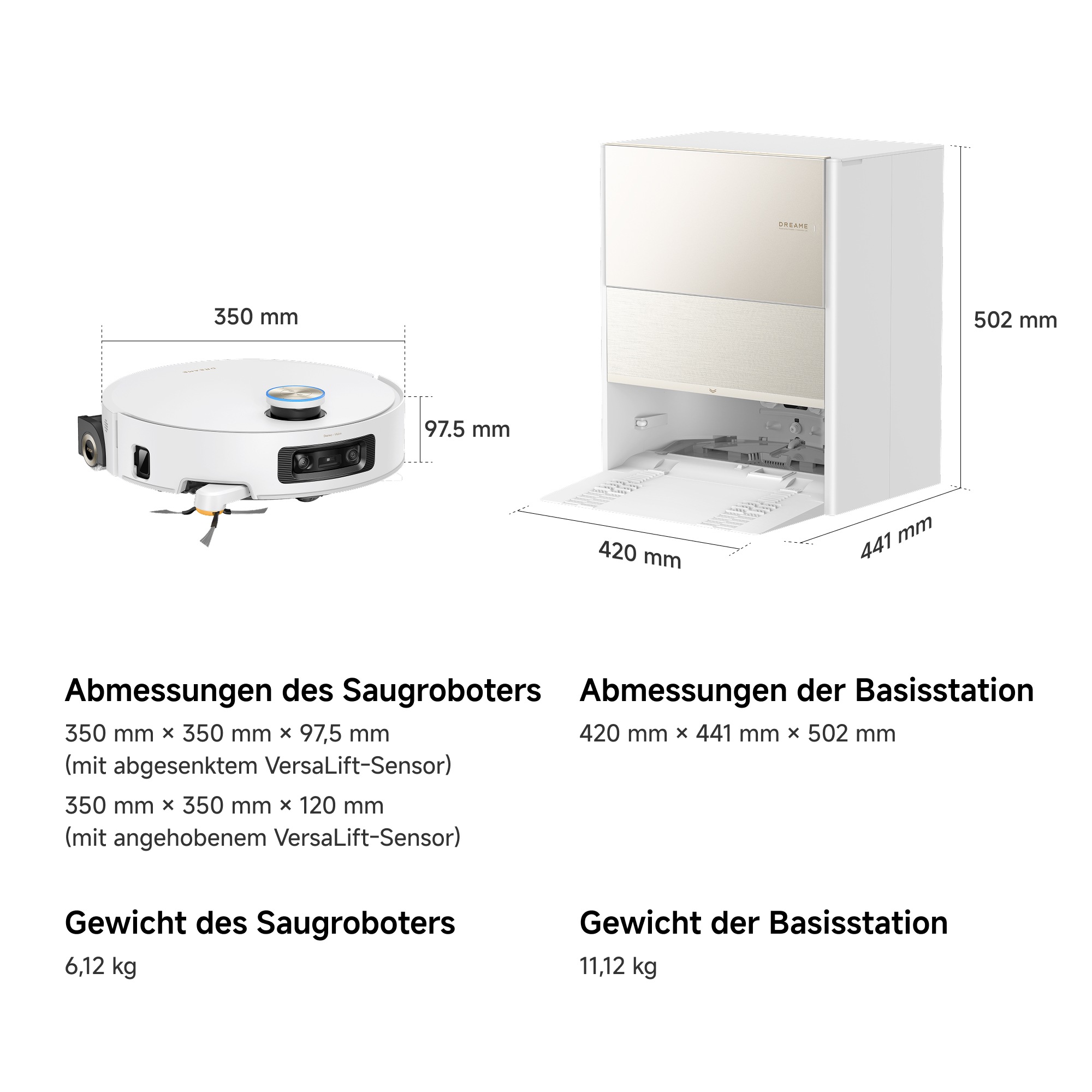Dreame Nass-Trocken-Saugroboter »Aqua20 Pro Ultra Roller X Complete White« Vollautomatische Absaugstation, App-Steuerung