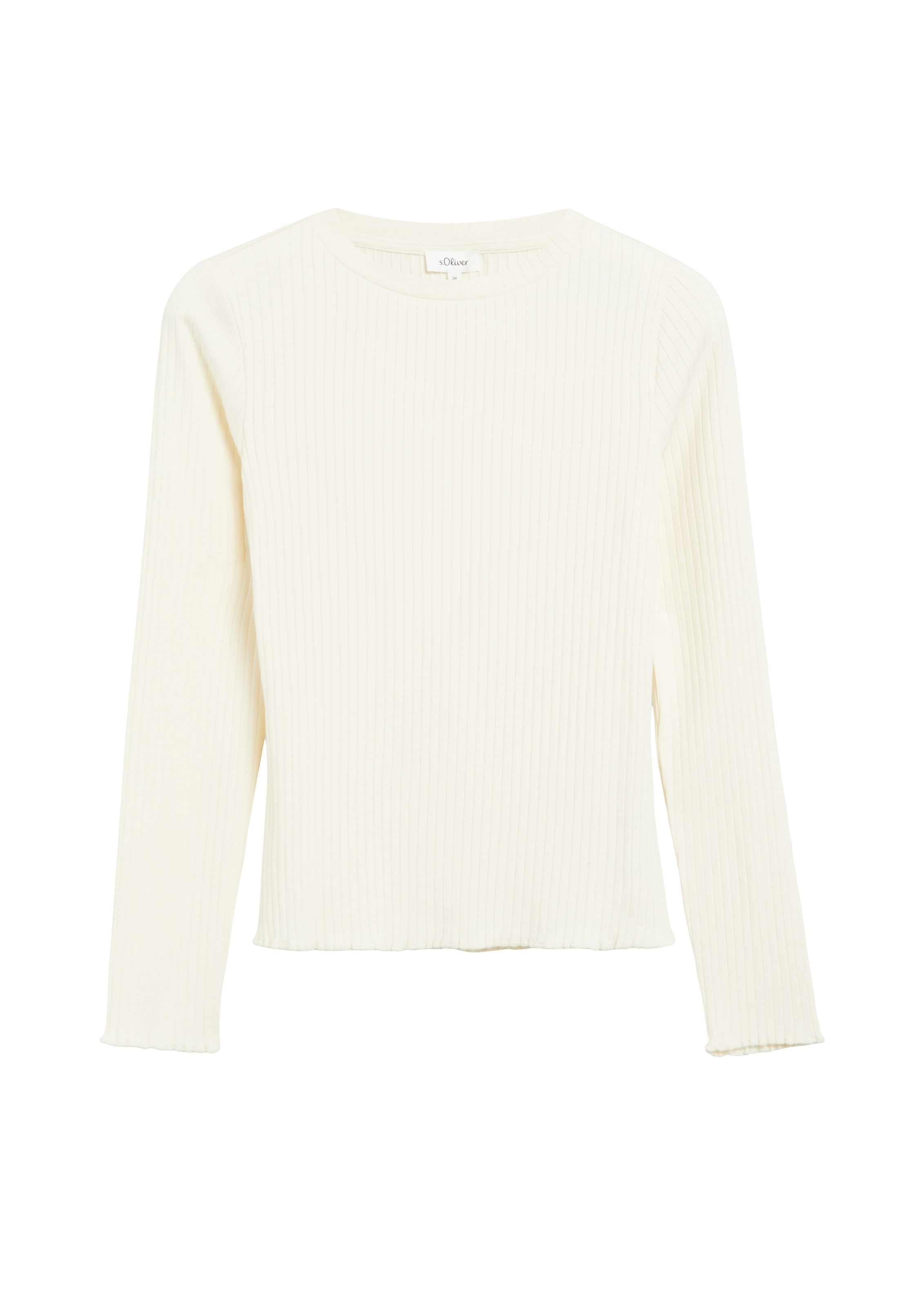 s.Oliver Langarmshirt in Ripp-Optik und mit Rundhals / Stretch