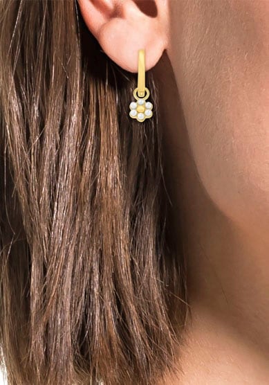 Amor Paar Creolen »Flower, 2035968«, mit Muschelkernperle - Einhänger abnehmbar