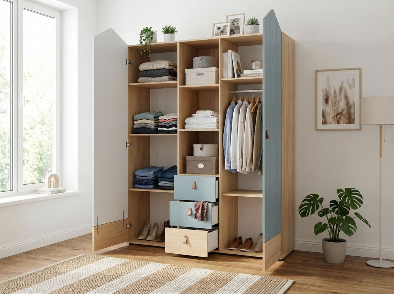 arthur berndt Kinderkleiderschrank »Kleiderschrank »Roofy« 2-türig mit Soft-Close-Funktion« Soft-Close Funktion