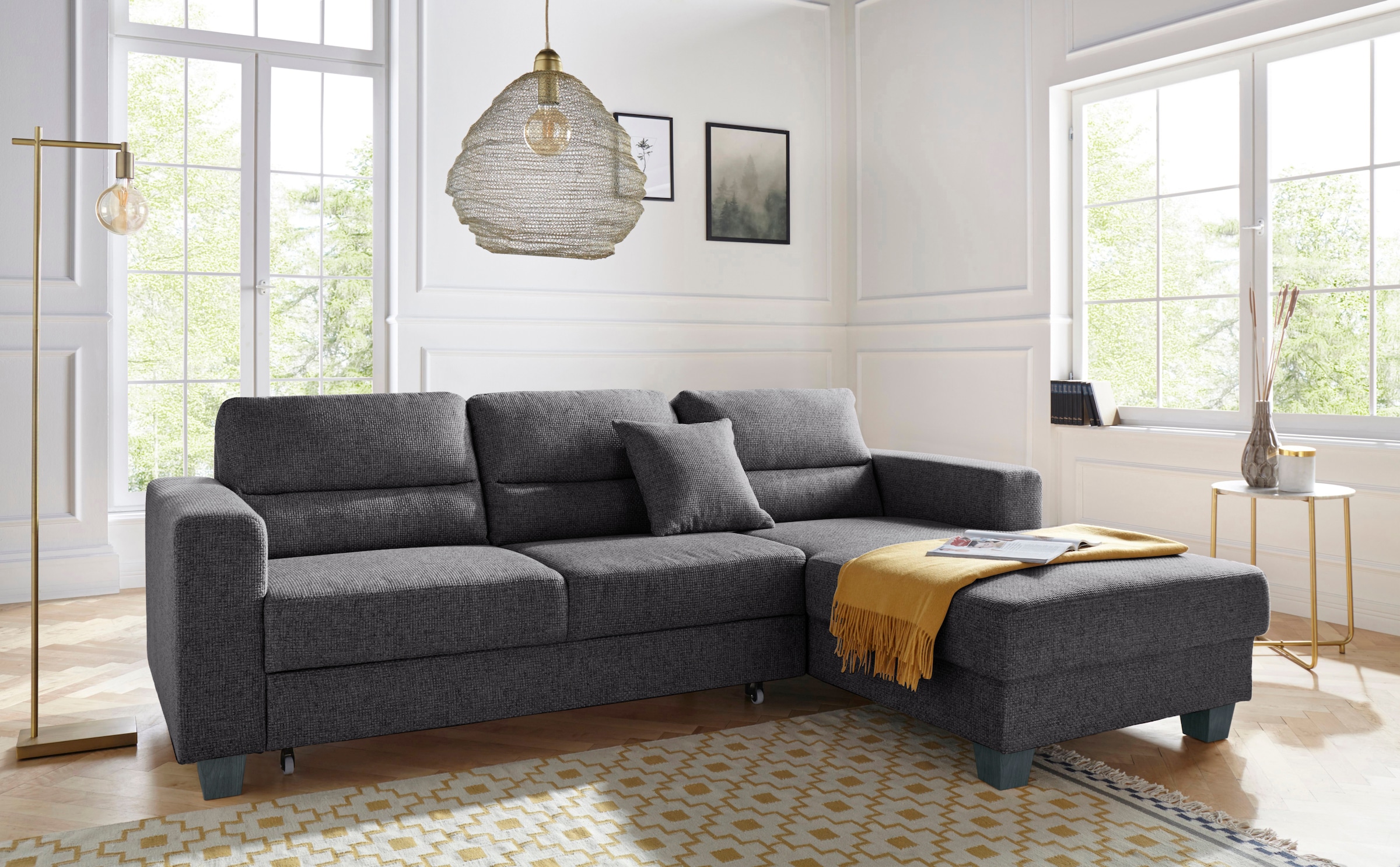TRENDMANUFAKTUR Ecksofa »Chamber, zeitlos und modern, hoher Sitzkomfort, L-Form«, wahlweise mit Schlaffunktion