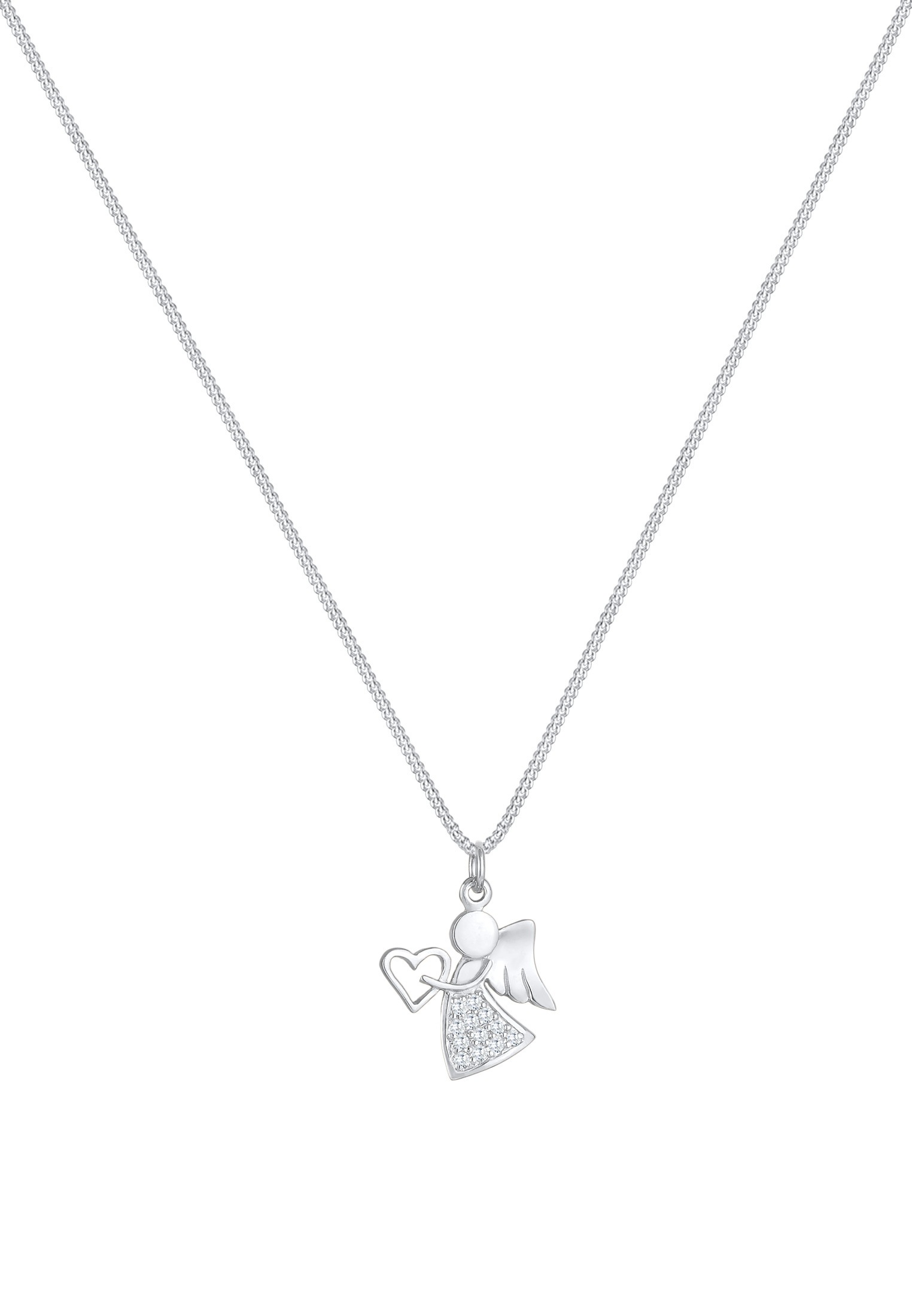 Nenalina Silberkette »Halskette Engel Herz Zirkonia Talisman Symbol 925 Silber«