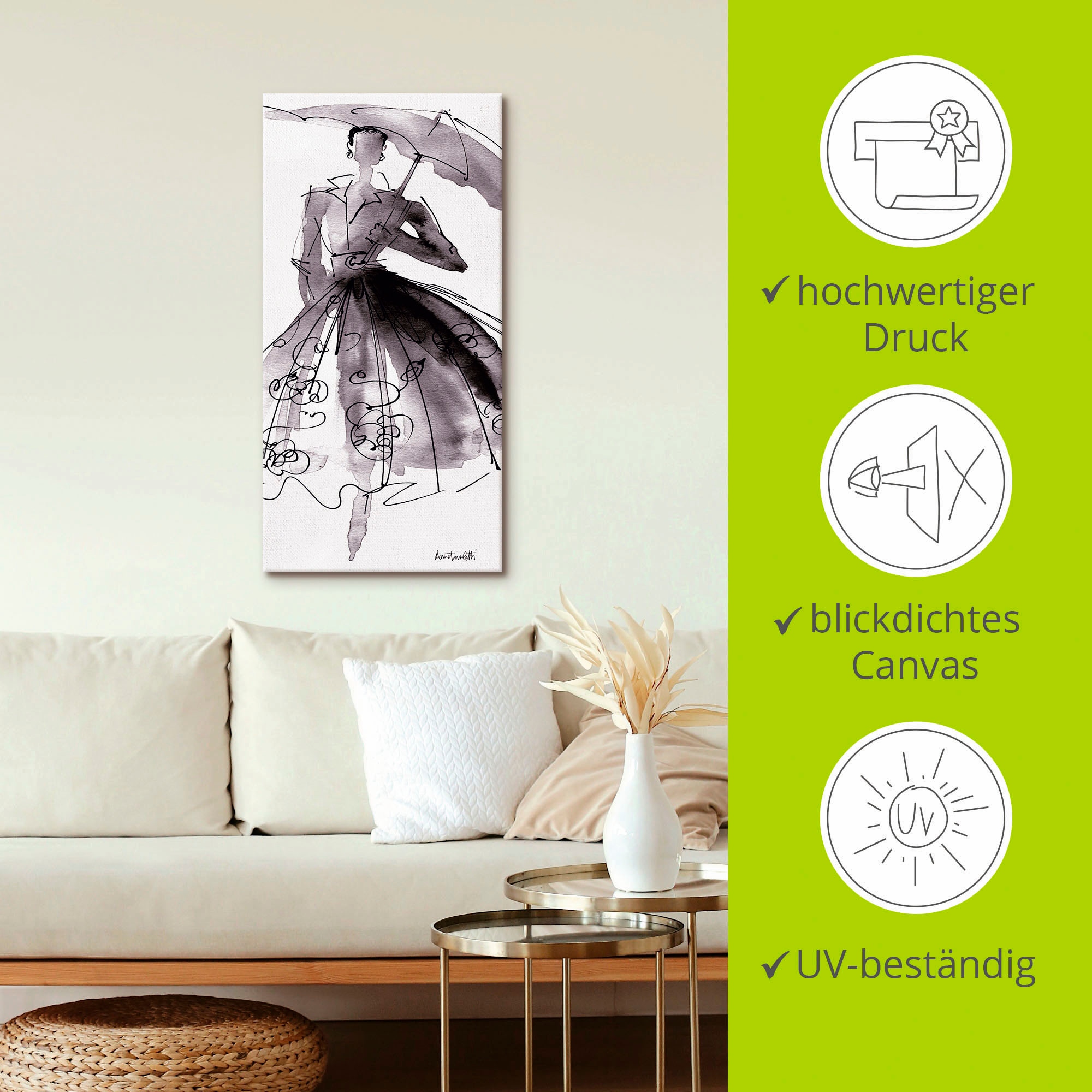 Artland Leinwandbild »Mode Skizzenbuch VI« Mode 1 Stk. tlg. auf Holzrahmen gespannt