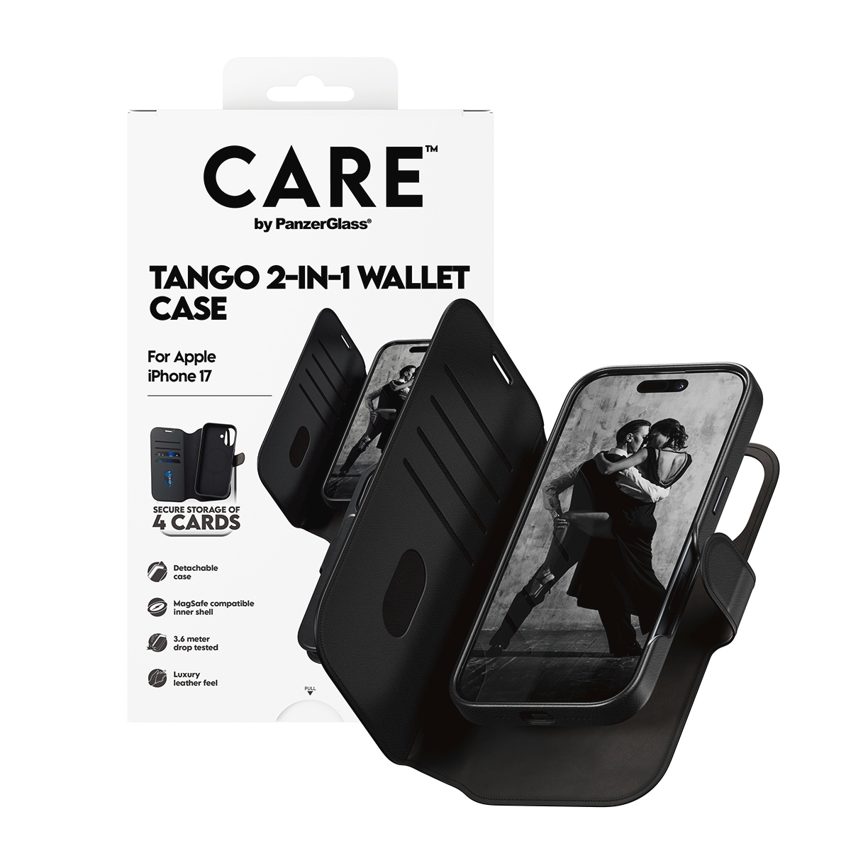CARE by PanzerGlass Handyhülle »Tango 2-in-1 Wallet Case für Apple iPhone 17« Smartphones Backcover, Schutzhülle, Handyschutzhülle, Case, Schutzcase, stoßfest