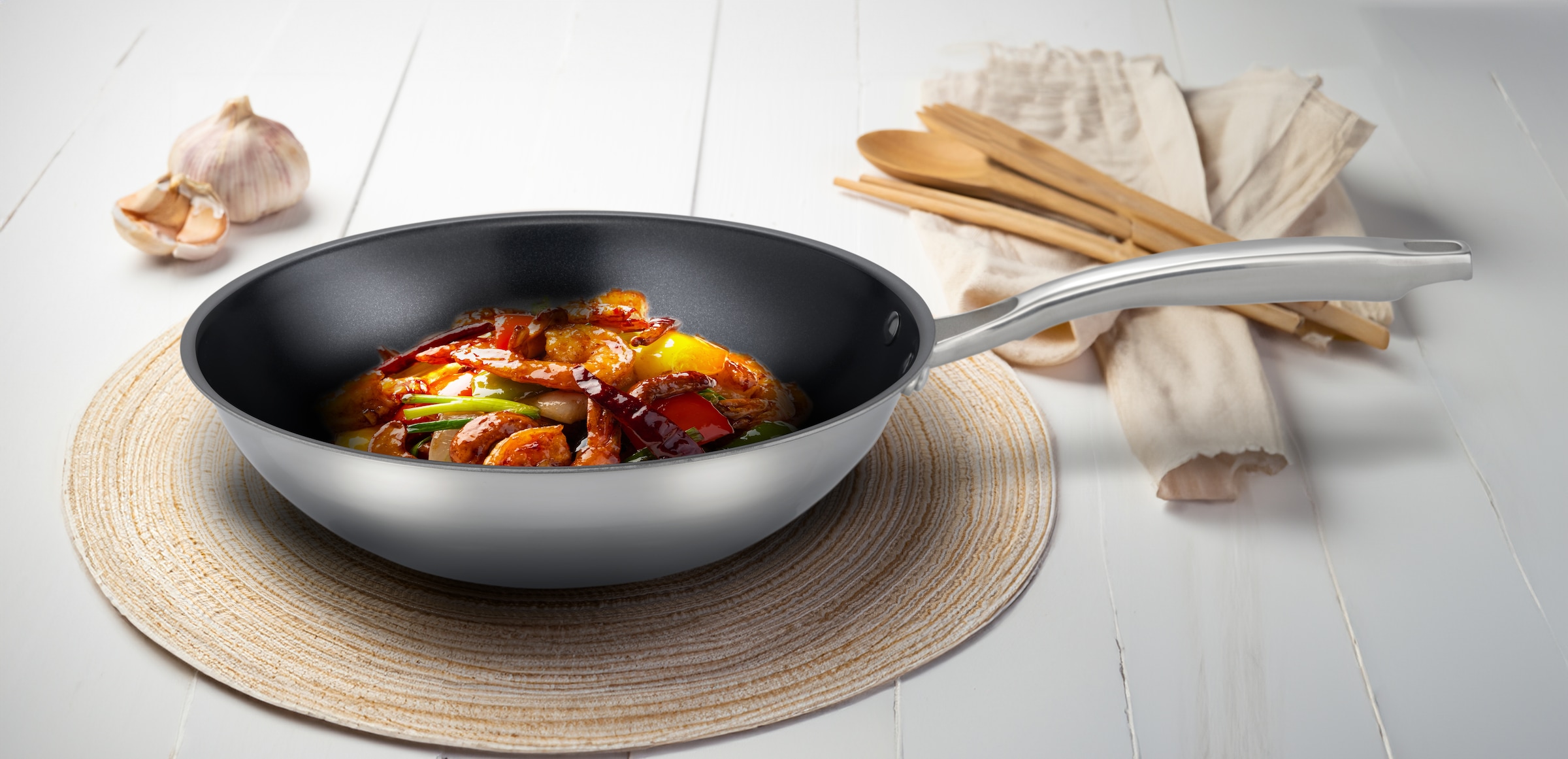 Hanseatic Wok »hanseatic« Edelstahl aus Dreischicht-Material mit Antihaft-Versiegelung, ø 28 cm, Induktion