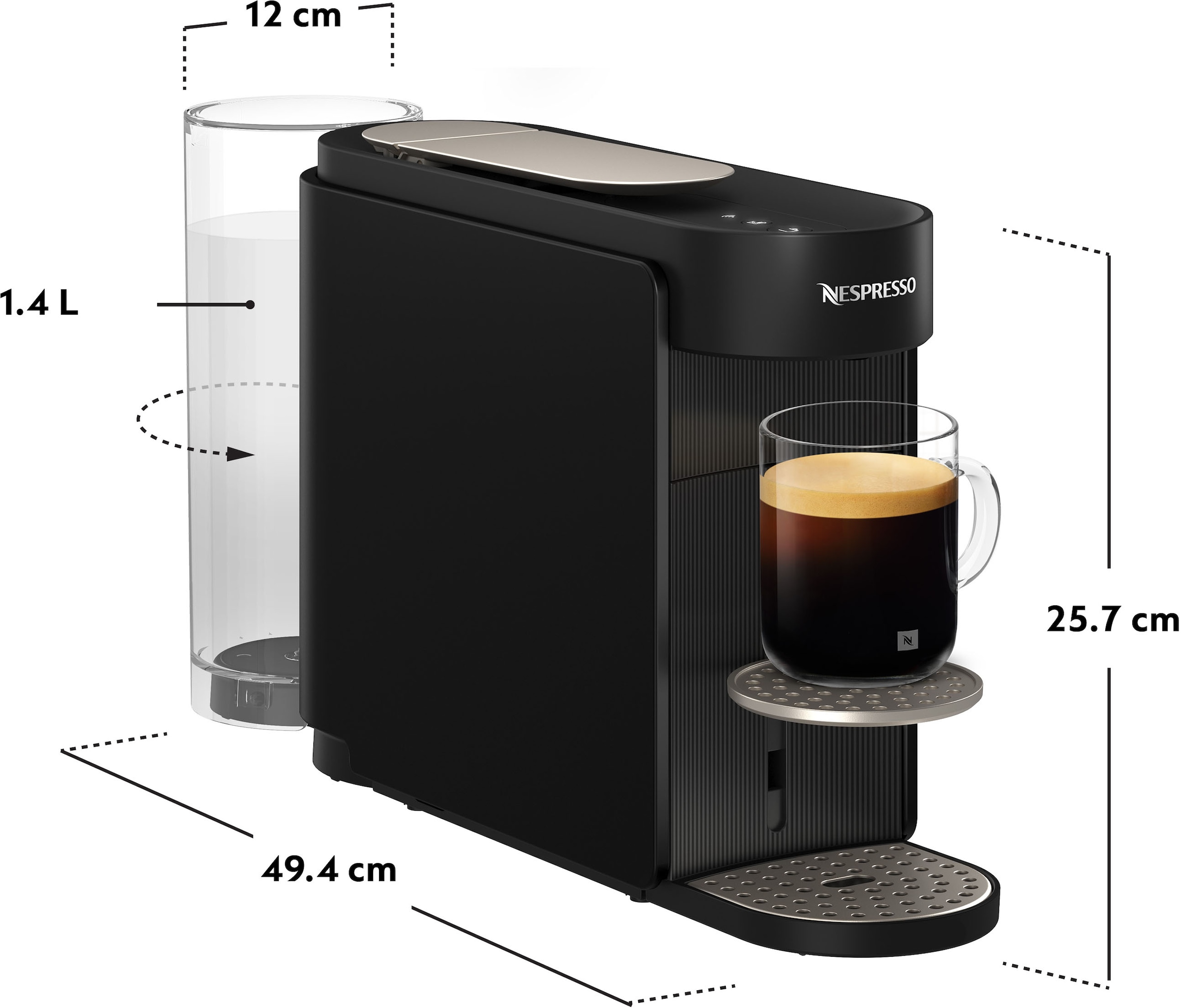 Nespresso Kapsel-/Kaffeepadmaschine »Vertuo Up« schlankes Design, Coffee Creations Modus, Auto-Off, 1,4 l Wassertank