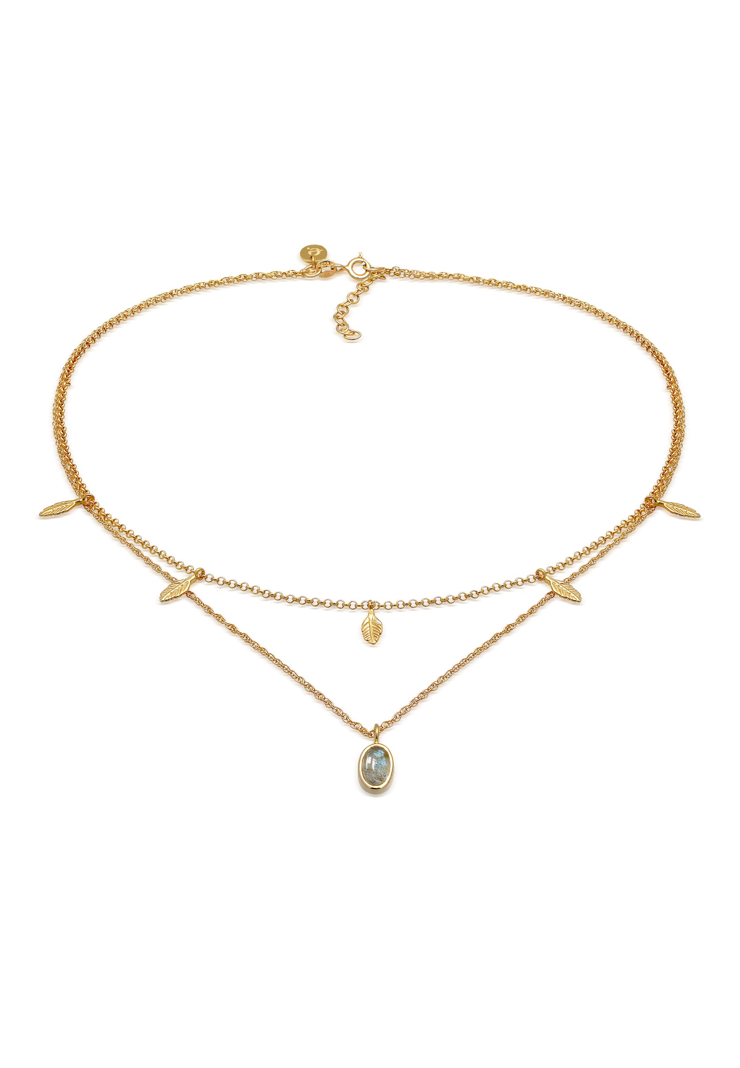 Choker »Halskette Layer Feder Labradorit Edelstein Boho 925 Silber«