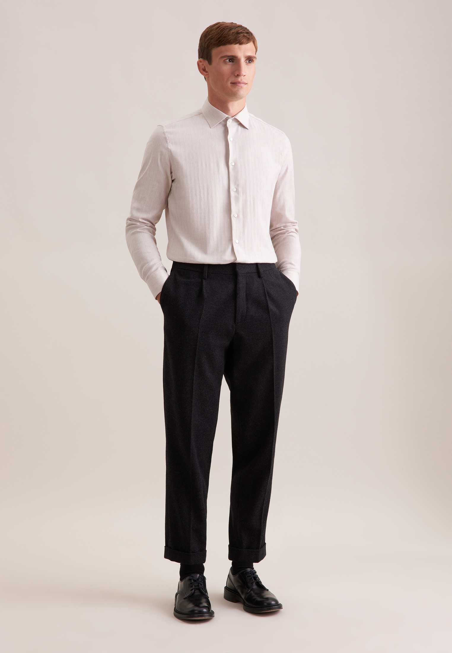 seidensticker Flanellhemd »Schwarze Rose« Slim 1/1 Kentkragen Fischgrat