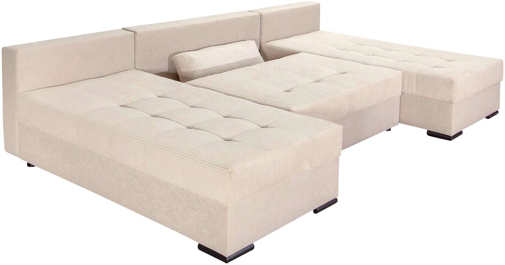 COLLECTION AB Wohnlandschaft »Josy, U-Form, Schlafsofa mit Bettkasten«, (Cord-/Mix), flexible Recamiere, Breite: 269cm, inklusive Rückenkissen, Cord/Mix