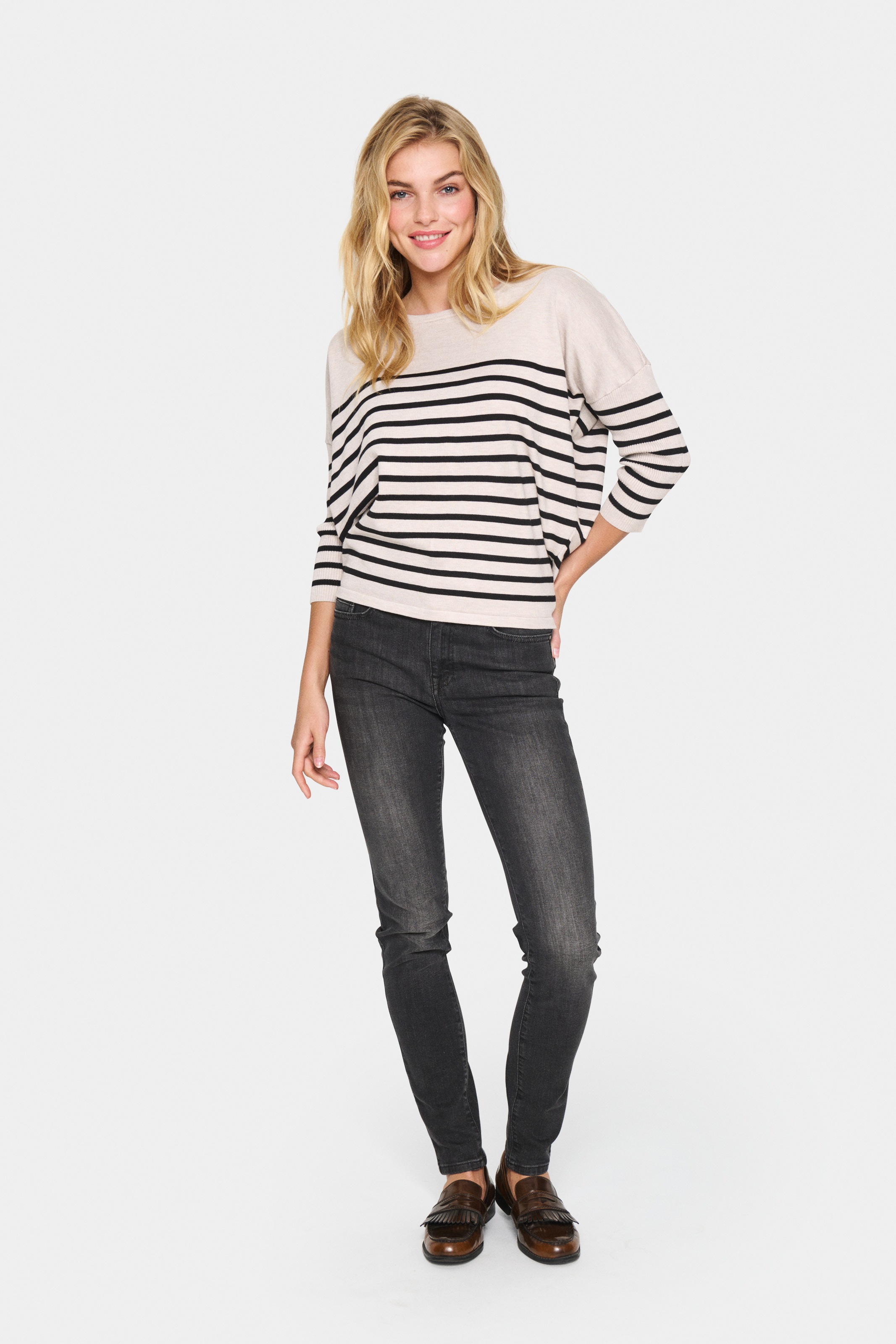 Saint Tropez Strickpullover »MilaSZ R-neck Stripe«