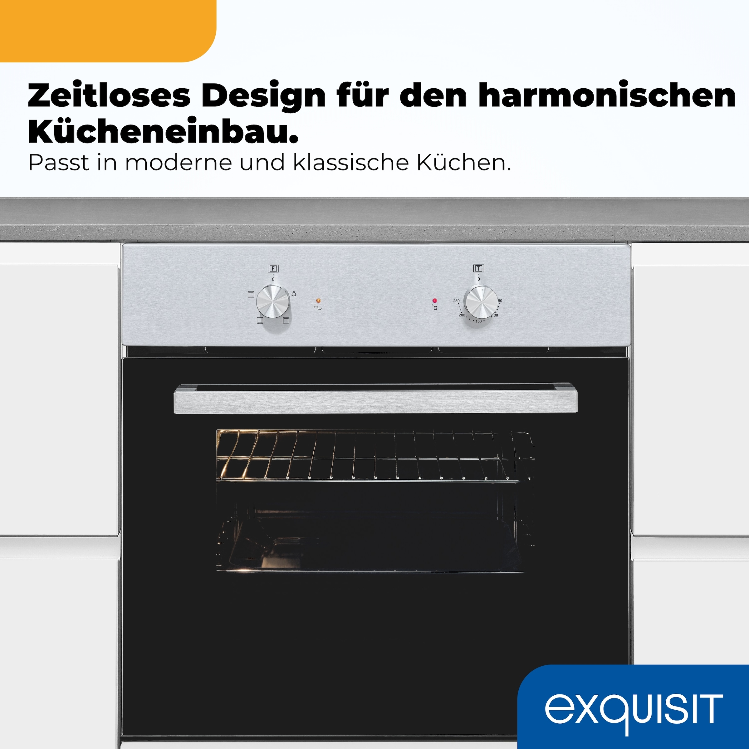 exquisit Backofen-Set »EBE555-120« Set, 2 Stk. tlg. Autarker Einbau-Ofen mit Ober-/Unterhitze, Sensor-Kochfeld