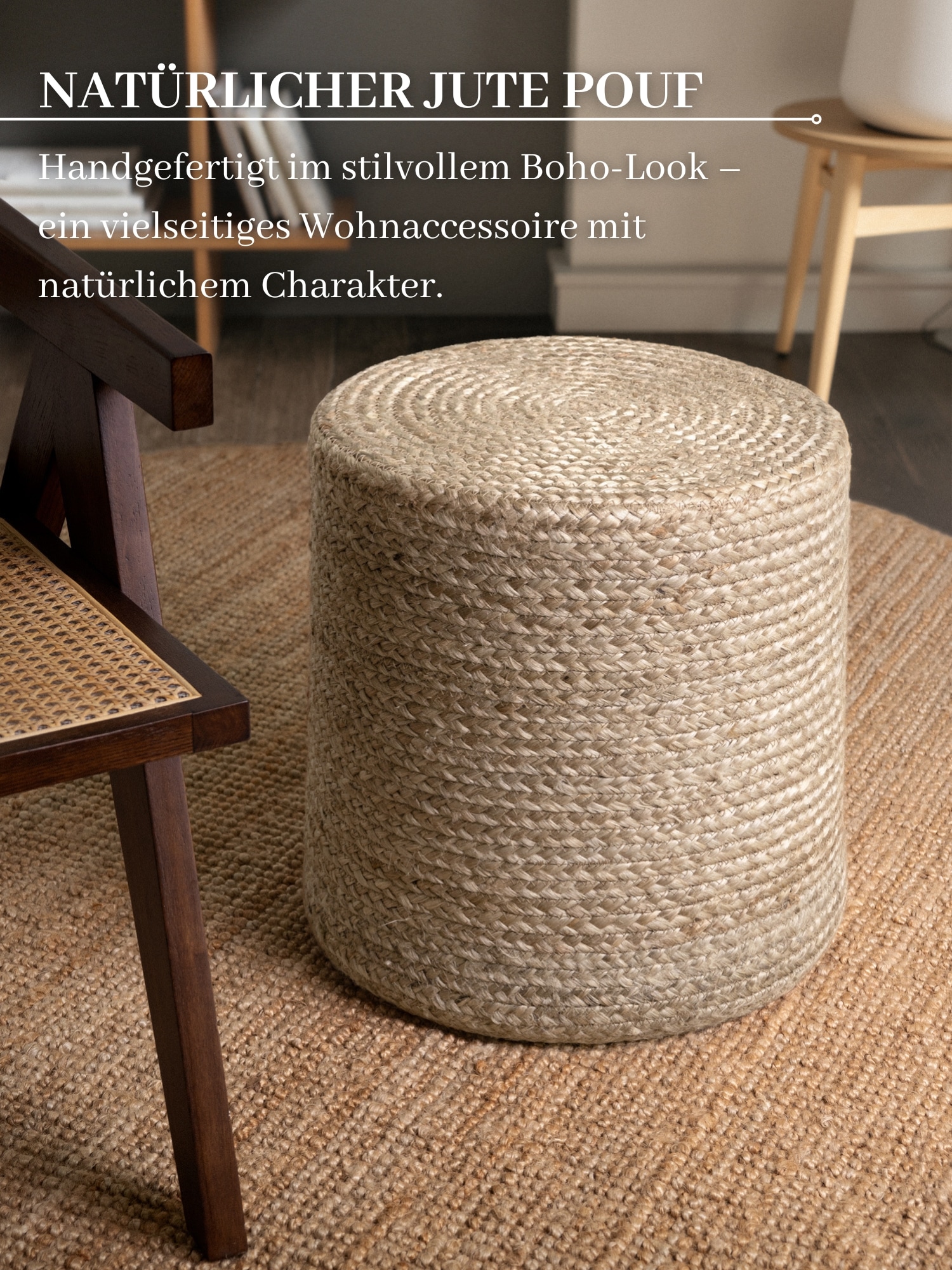 HANSE Home Pouf »Jutta, Jute«, (1 St.), Jute, Natur, Wohnzimmer, Esszimmer, Schlafzimmer, Flur, Modern, Boho