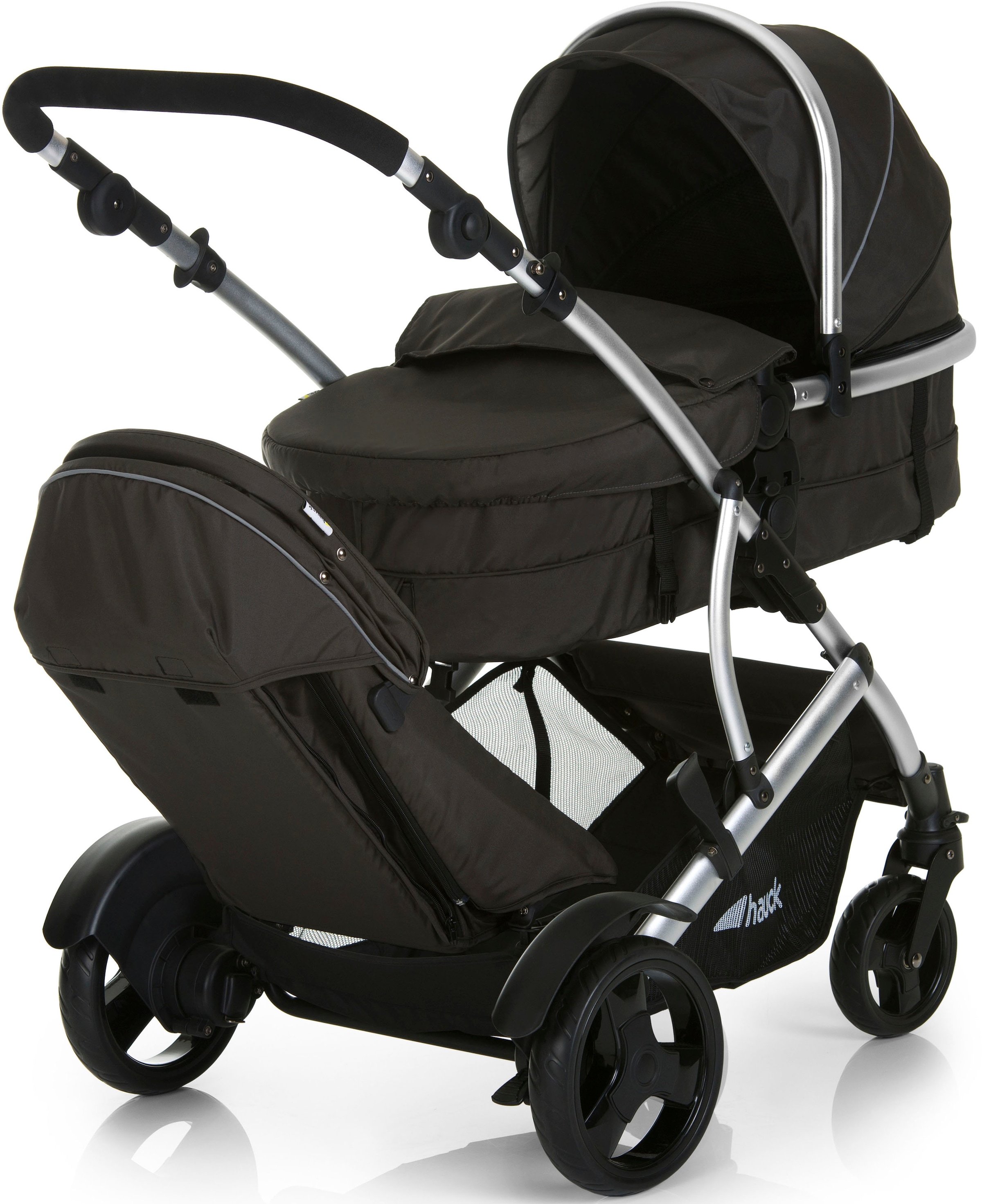 Geschwisterwagen »Duett 2 black«, 15 kg, mit Regenschutz, Kinderwagen