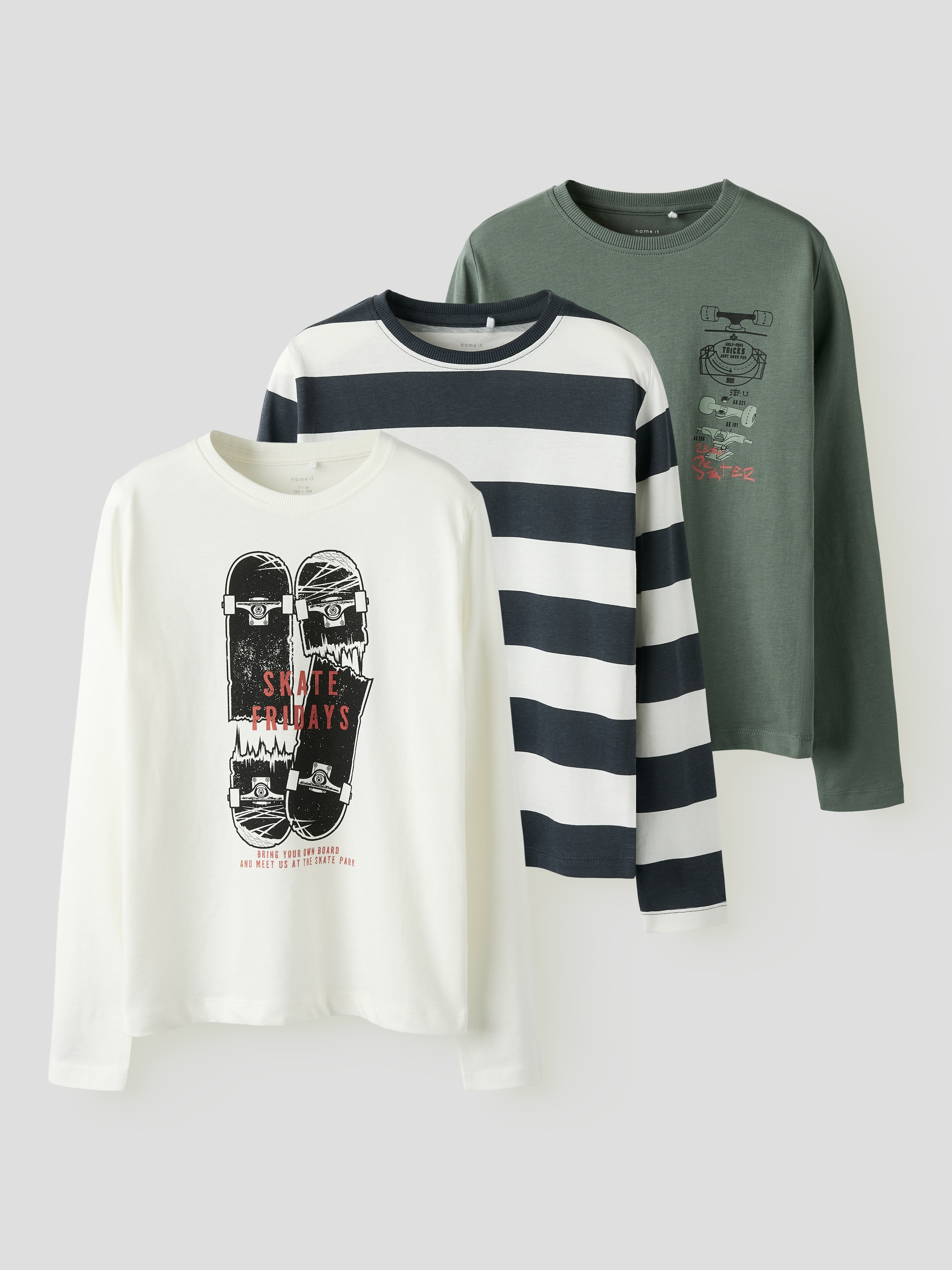 Name It Langarmshirt »NKMNIKOLAI 3P LS TOP«, (Packung, 3 tlg.)