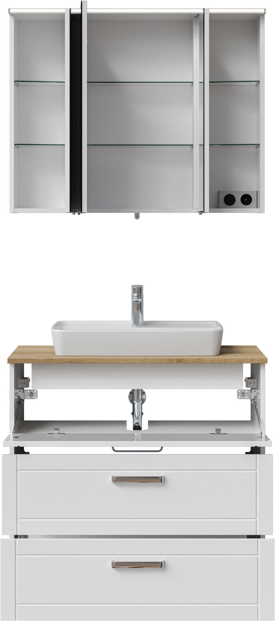 Saphir Badmöbel-Set »Serie 3007,Waschtisch mit Spiegelschrank« 4 Stk. tlg.