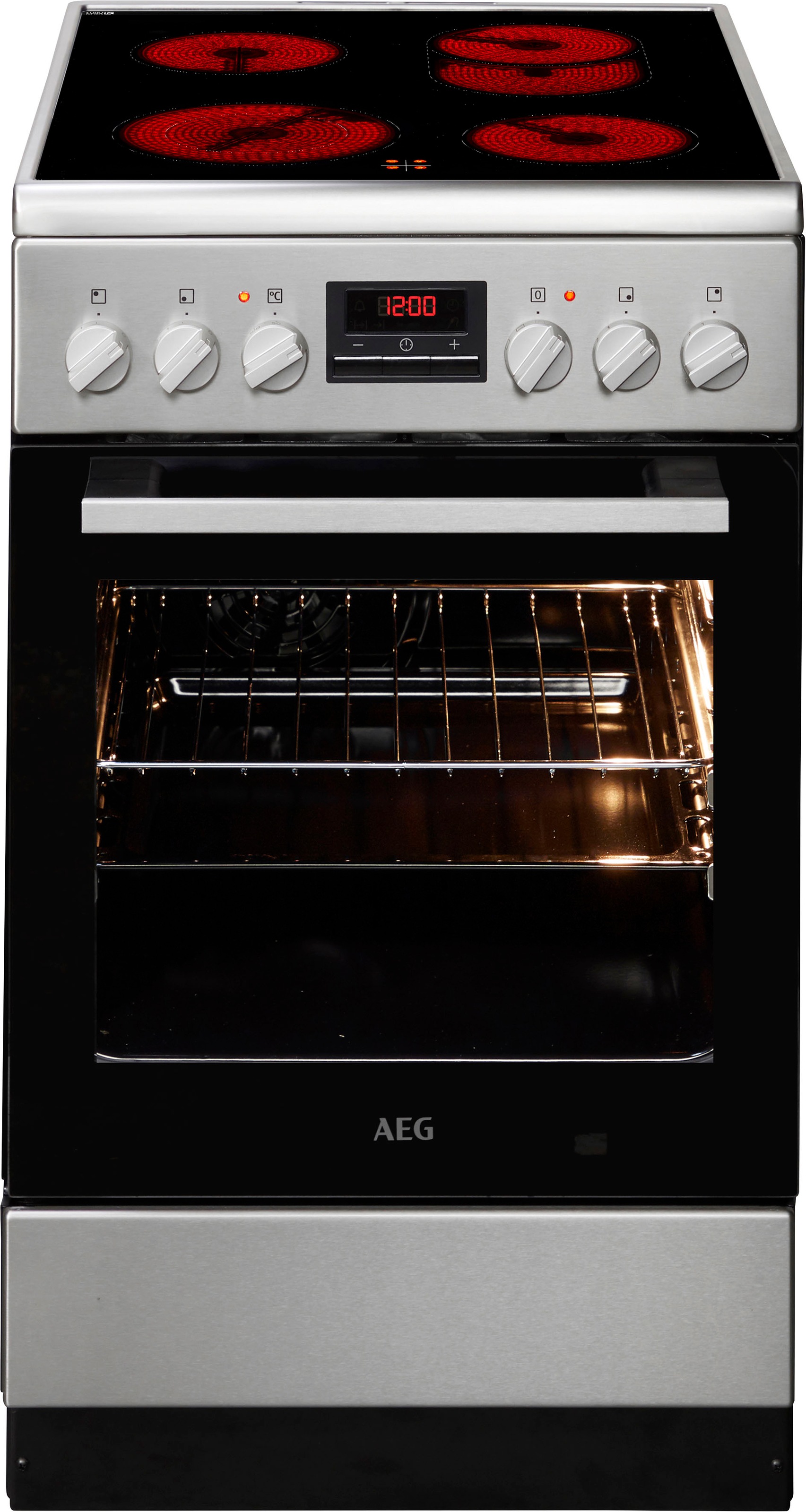 Aeg Elektro-Standherd »CCB544COBM« mit FlexiRunners – Teilauszug (2 Paar) Heißluftsystem, Bräter- und Mehrkreiskochzone, 50 cm in silberfarben
