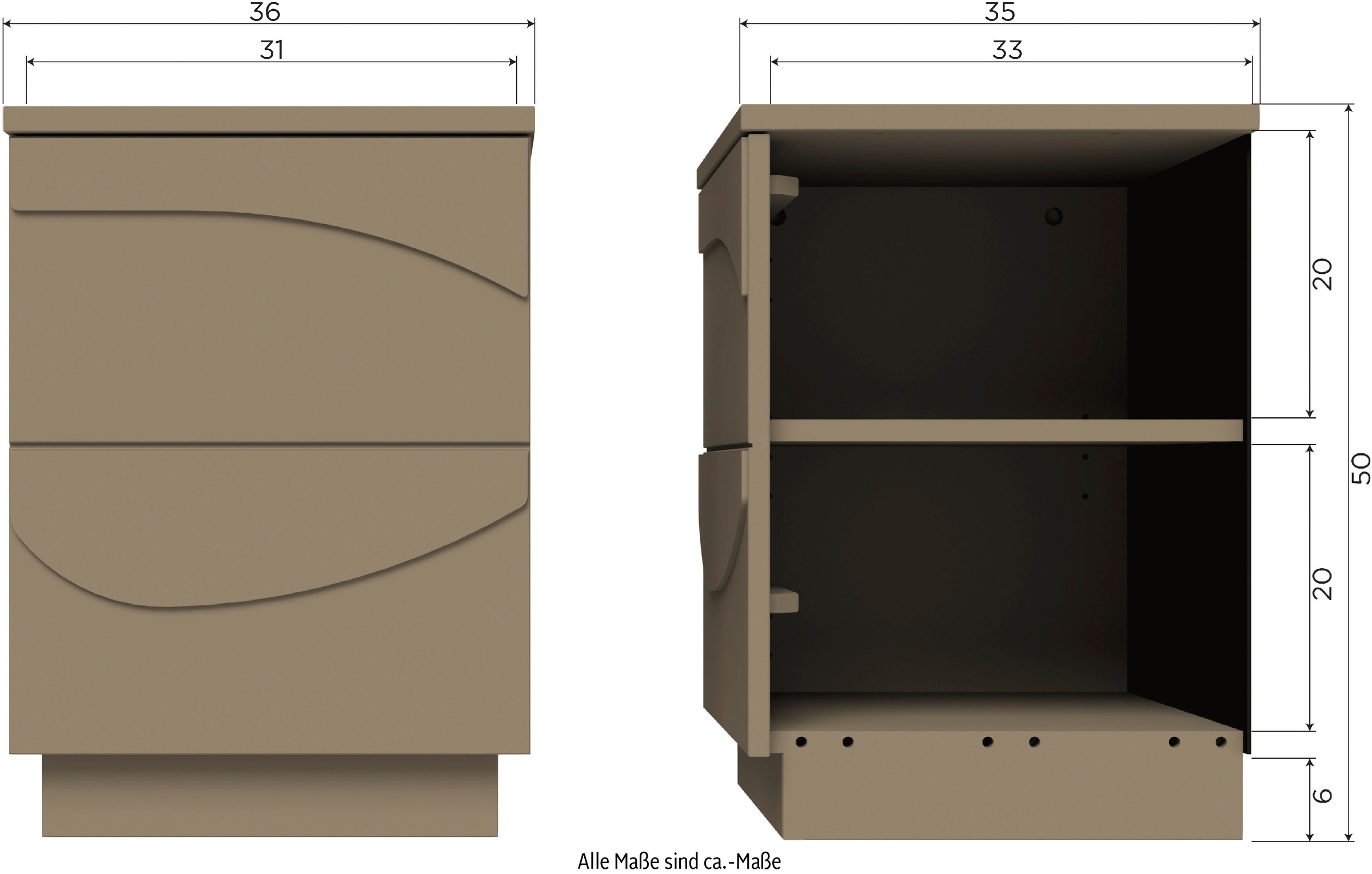 WOOOD Nachtschrank »Teo«, 3D-Effekt, belastbar bis 15 kg, Push-to-Open Funktion, Breite 36 cm