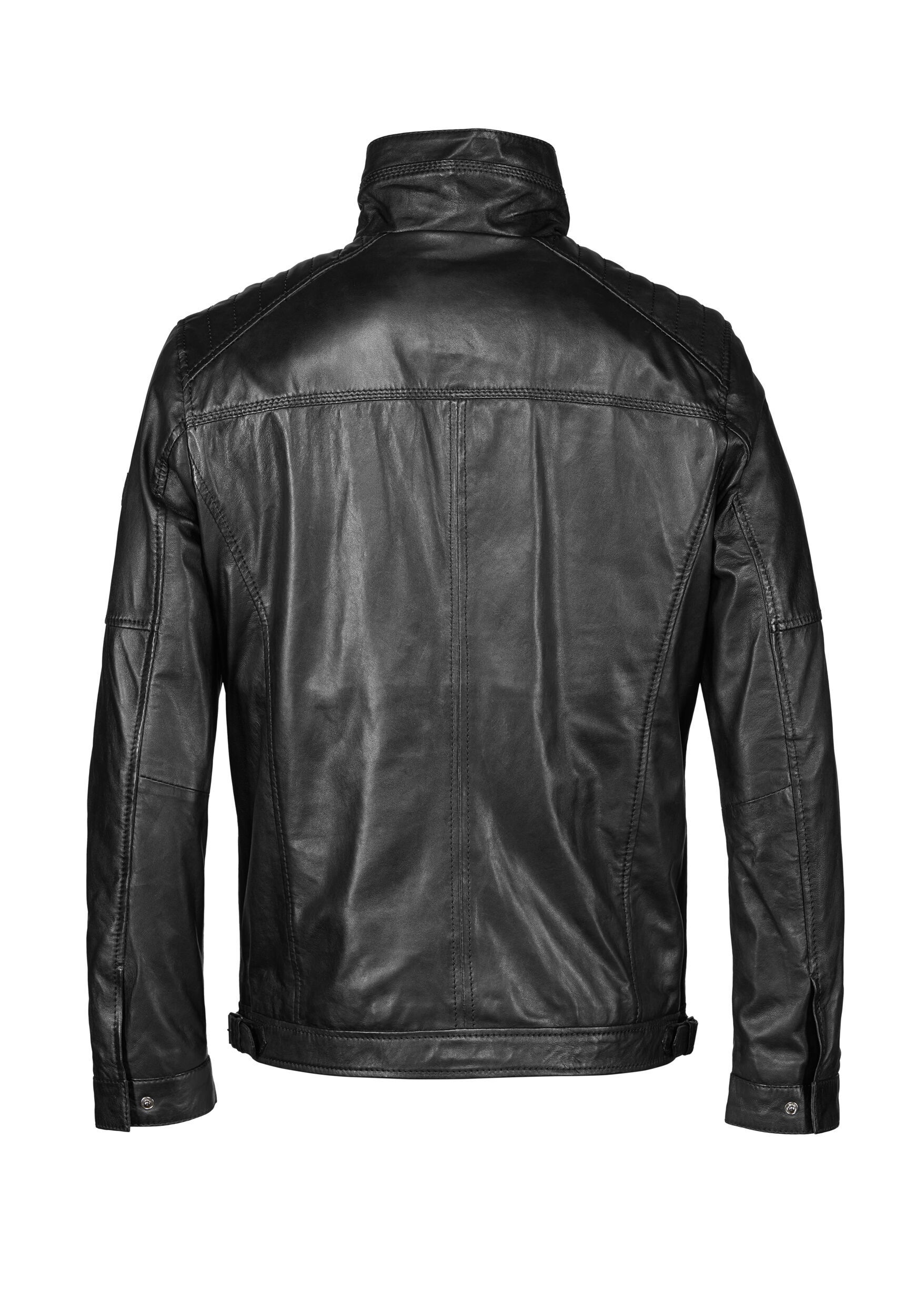 bugatti Lederjacke »BUTEODORO« ohne Kapuze mit Reißverschlusstaschen