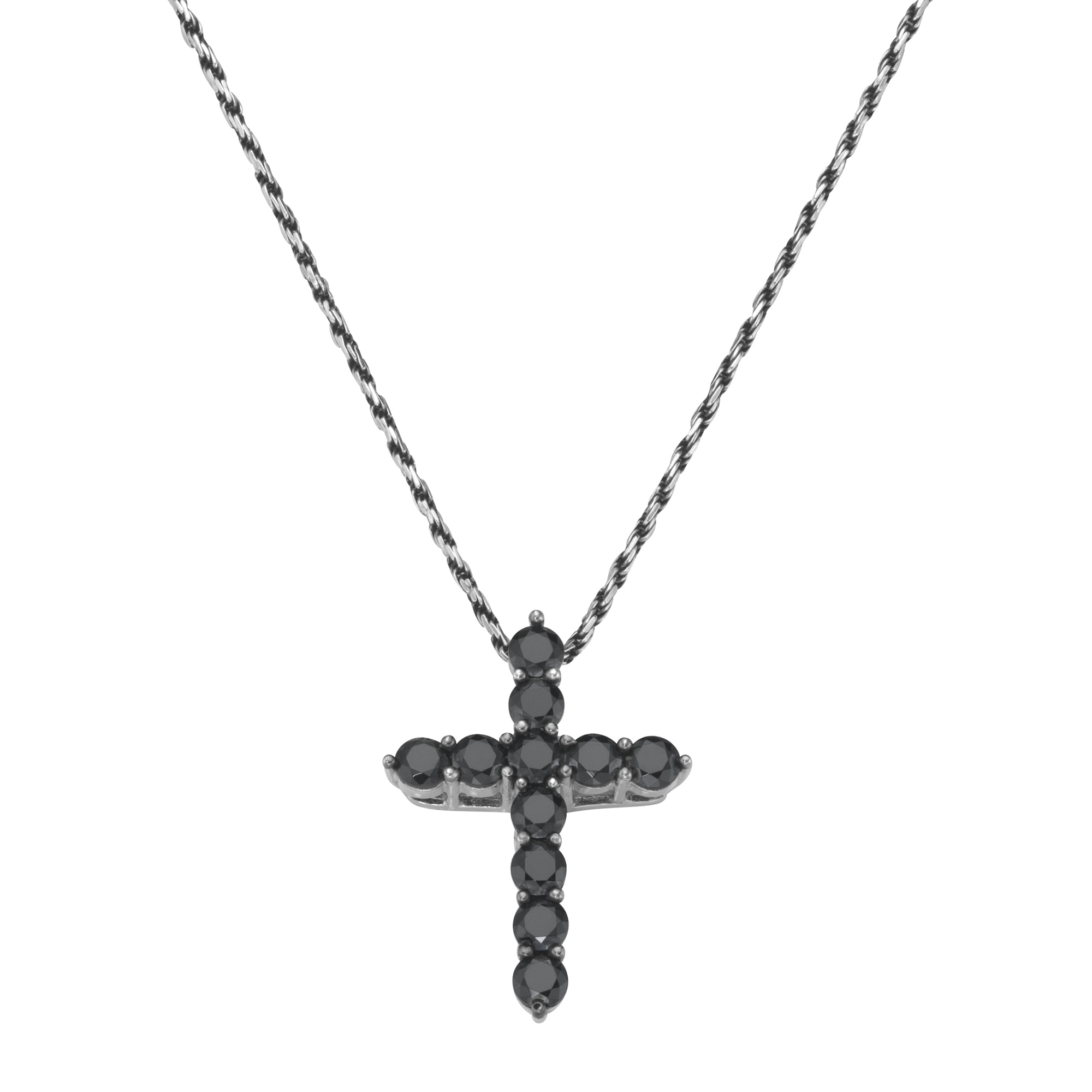 GIORGIO MARTELLO MILANO Kette mit Anhänger »Kette mit Anhänger Kreuz, schwarze Spinelle, Silber 925«