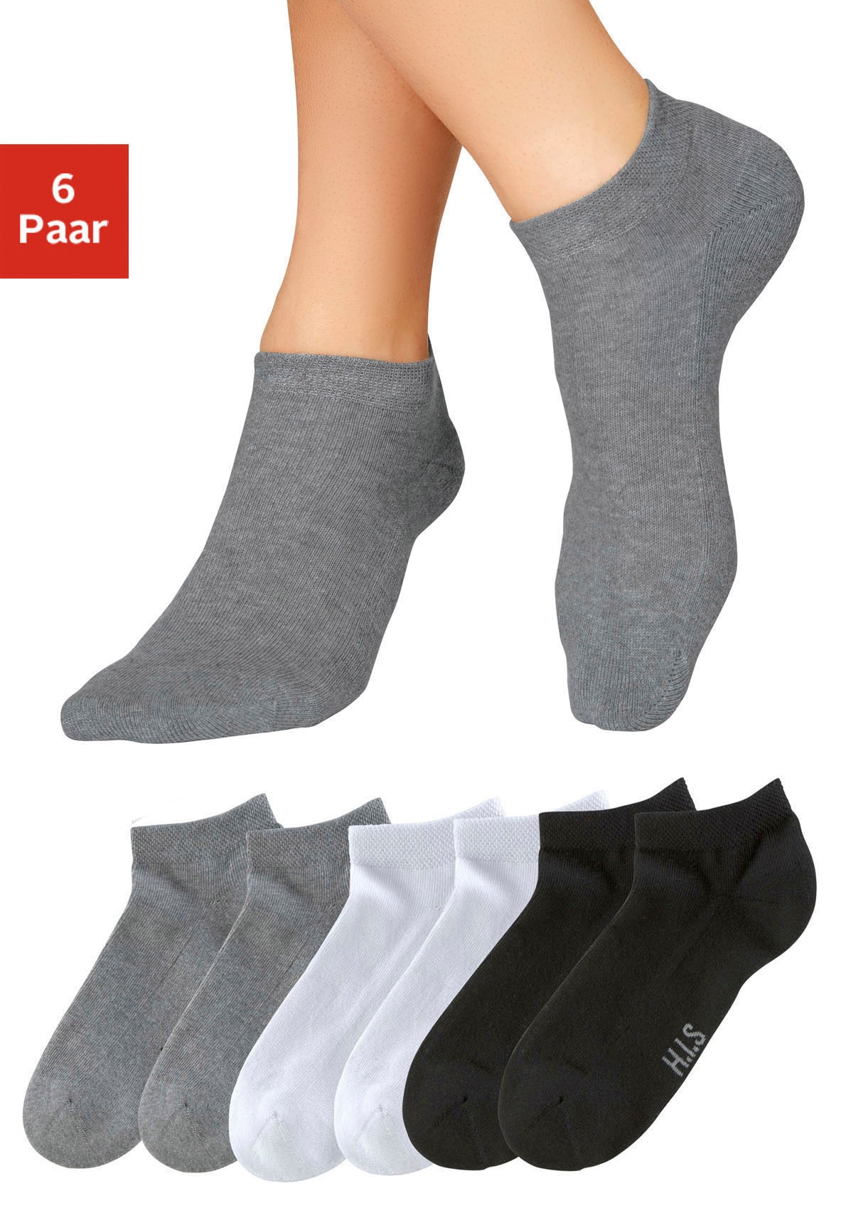 H.I.S Sneakersocken, (Packung, 6 Paar), mit weicher Frotteesohle