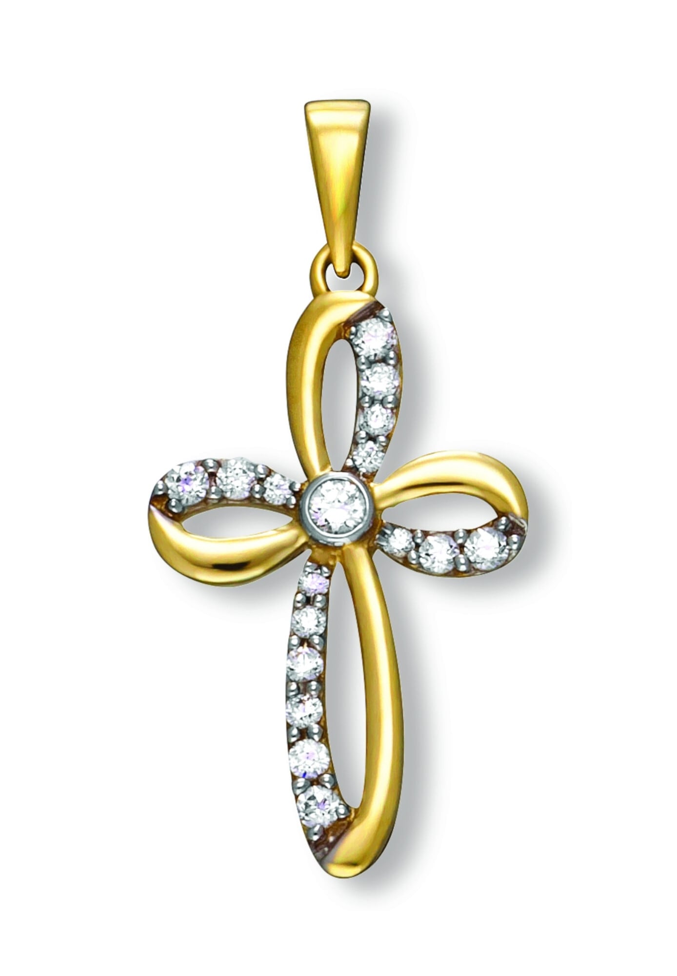 ONE ELEMENT Kettenanhänger »Zirkonia Kreuz Anhänger aus 333 Gelbgold«