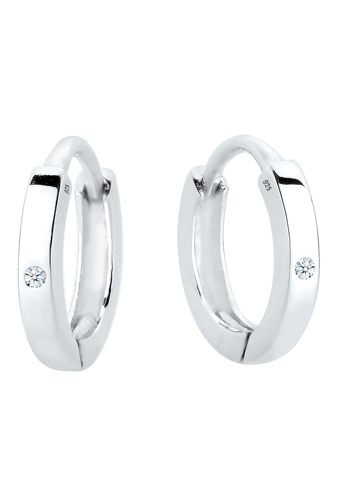 Elli DIAMONDS Paar Creolen »Ohrringe Diamant Weiß Brillantschliff (0.01 ct ct) 925 Sterling Silber«