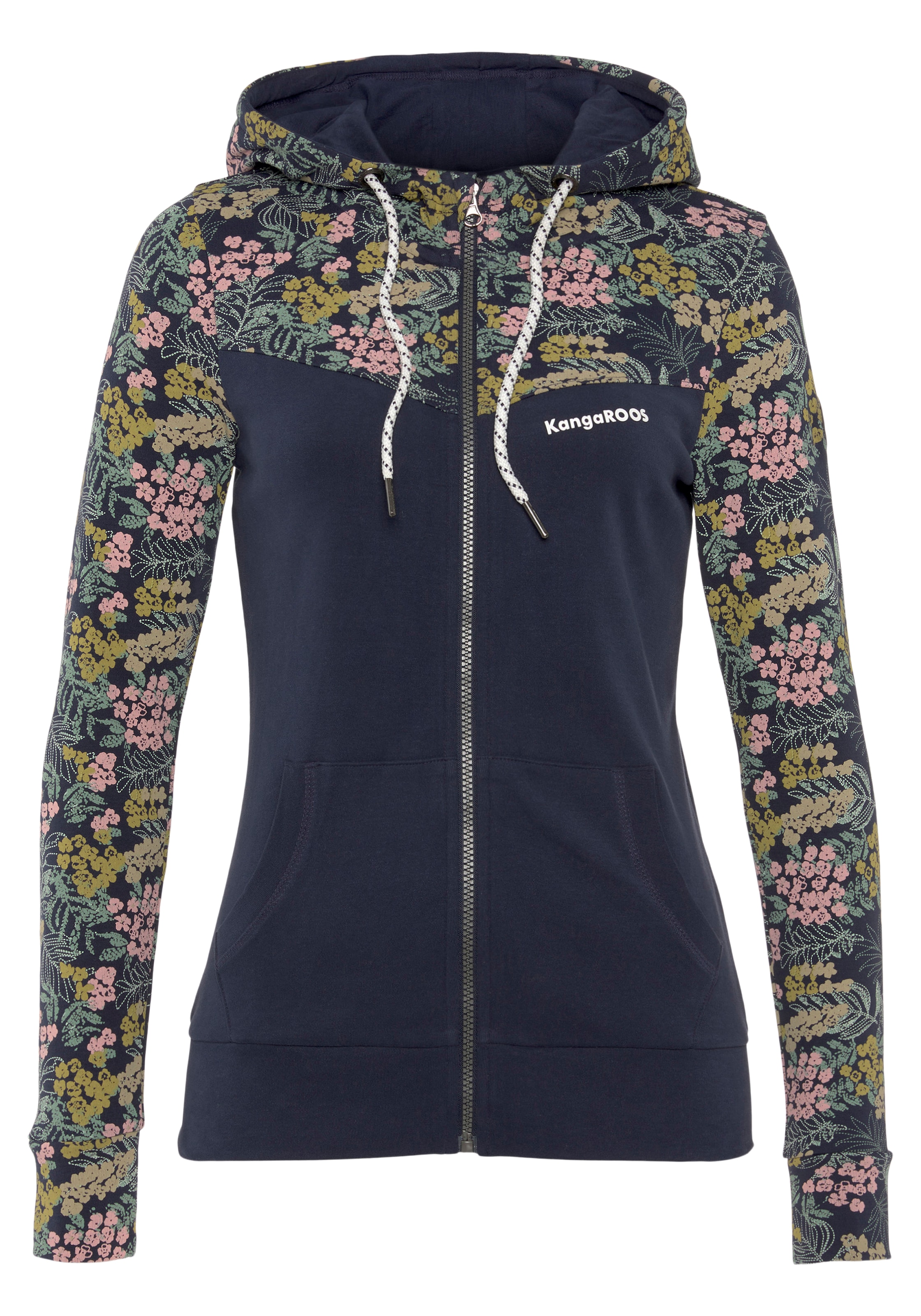 KangaROOS Kapuzensweatjacke, mit Blumenprint