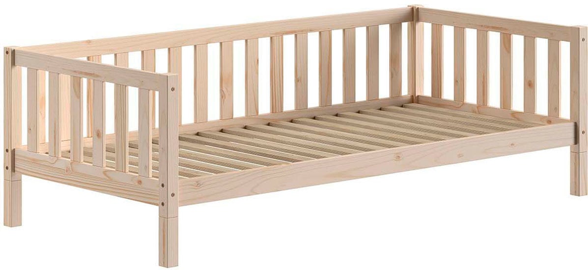 Vipack Kinderbett »Dallas, massiv Bett, Rausfallschutz, umbaubar vom Boden- zum Daybett« inkl. Rolllattenrost und Sprossenumrandung, 90 oder 140x200 cm breit,  stabil und standfest gebaut, wahlweise Kiefer massiv natur oder weiß