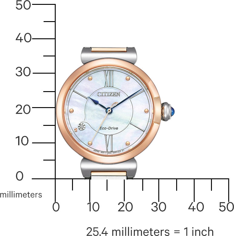 Citizen Solaruhr, Armbanduhr, Damenuhr, Edelstahlarmband, Saphirglas