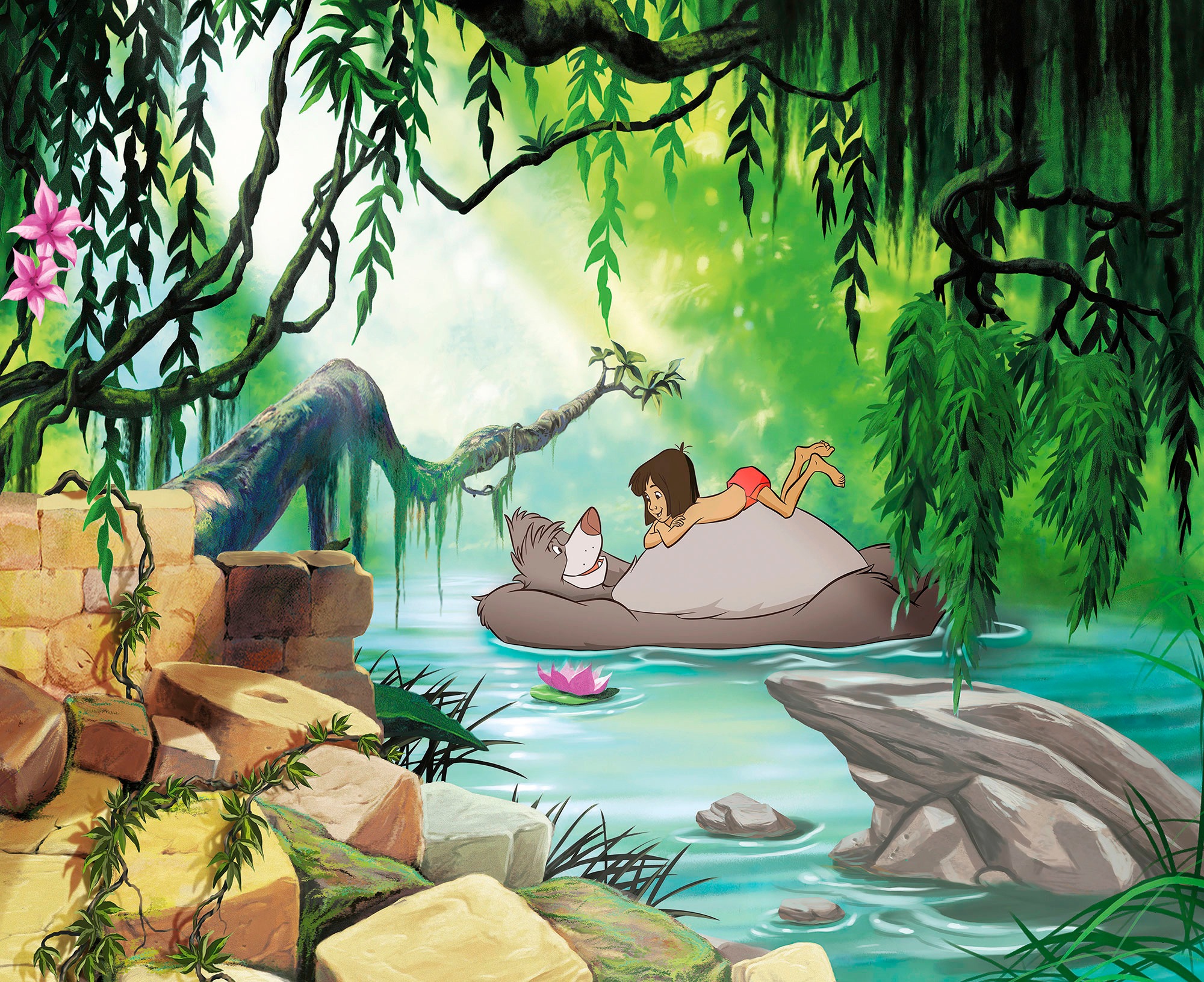 Komar Fototapete »Jungle book swimming with Baloo«, 368x254 cm (Breite x Höhe), inklusive Kleister