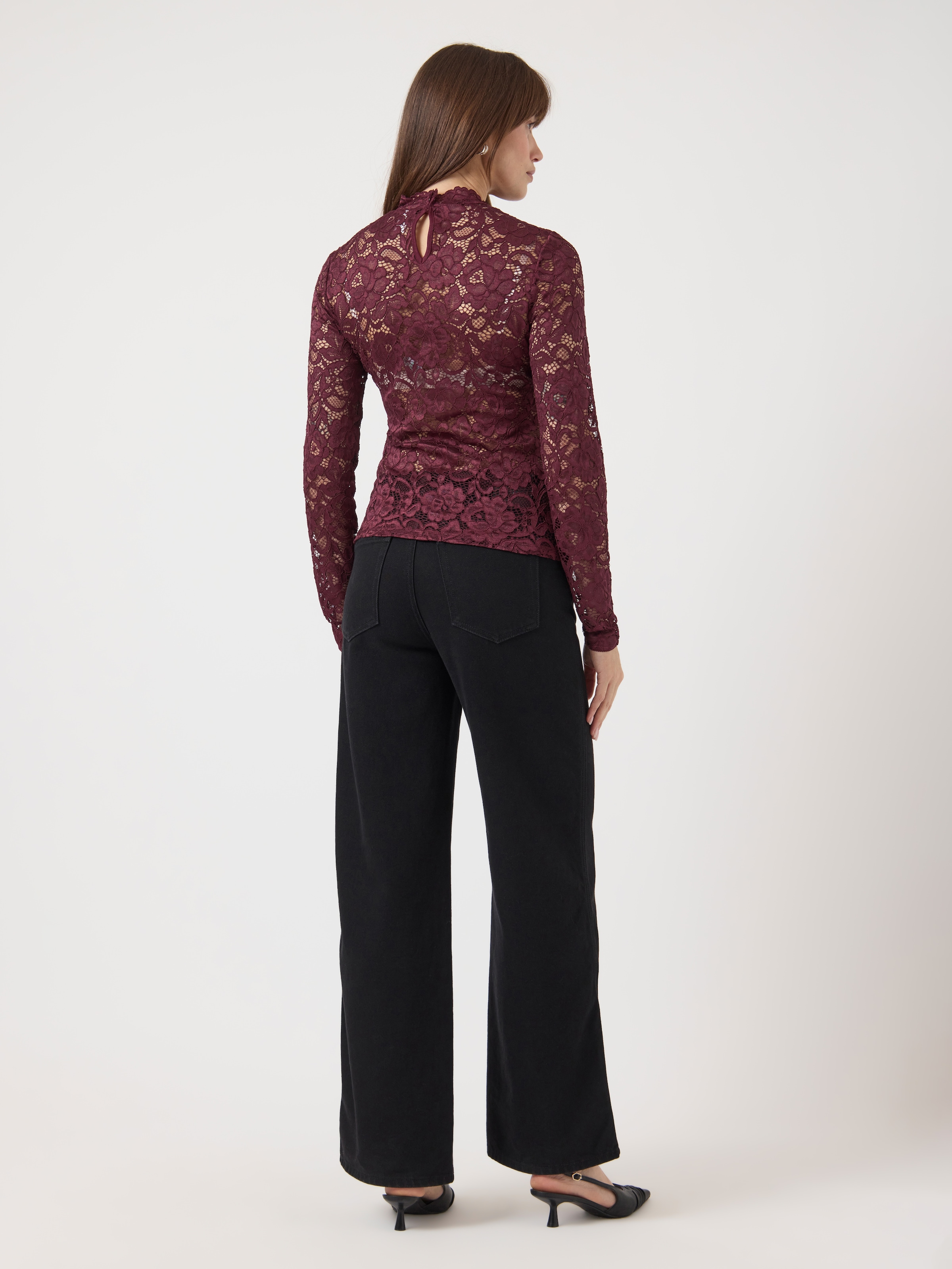 Y.A.S Langarmshirt »YASLACEY LS LACE TOP S. NOOS«