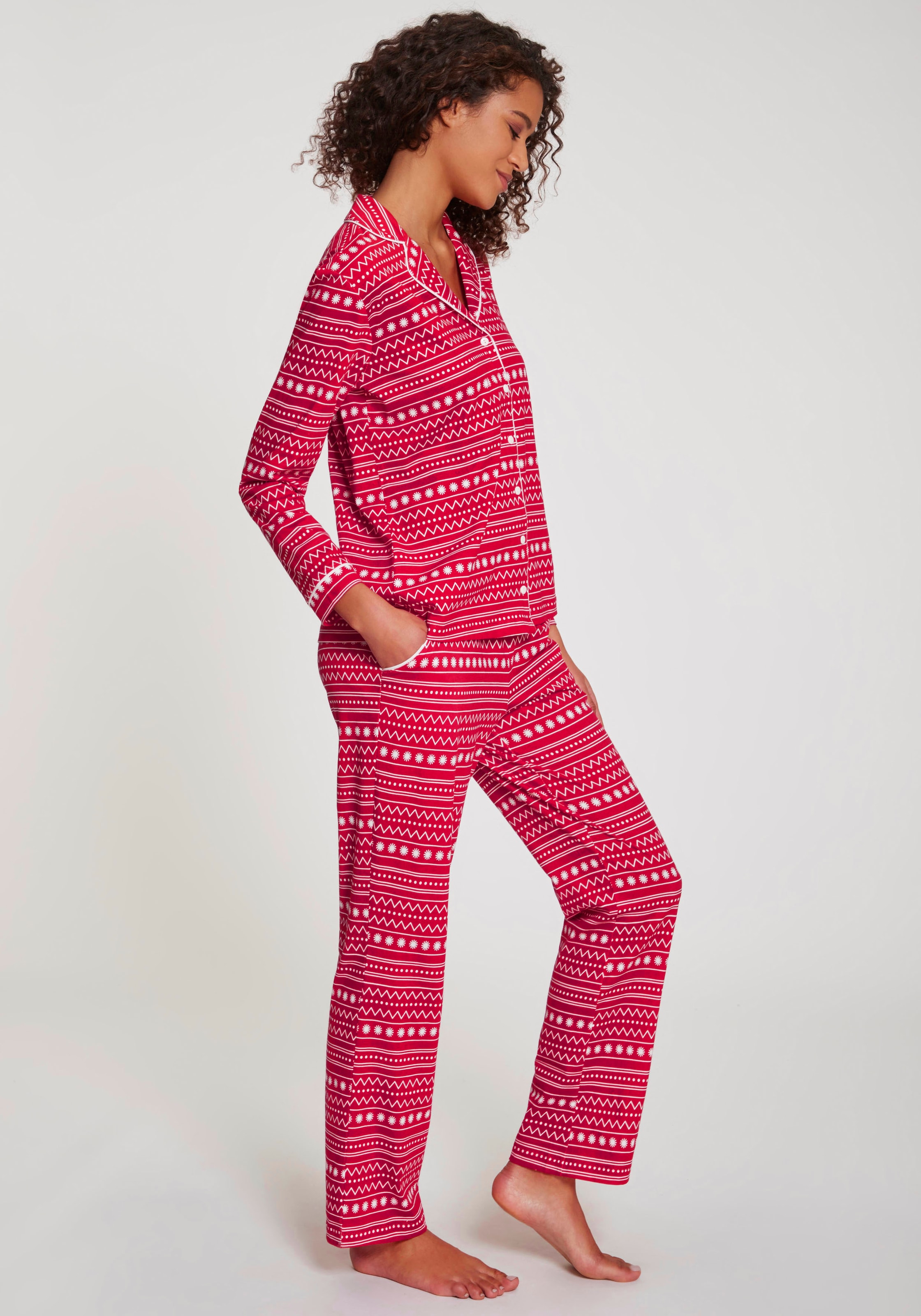 LASCANA Pyjama, (Set, 2 tlg.), mit Alloverprint